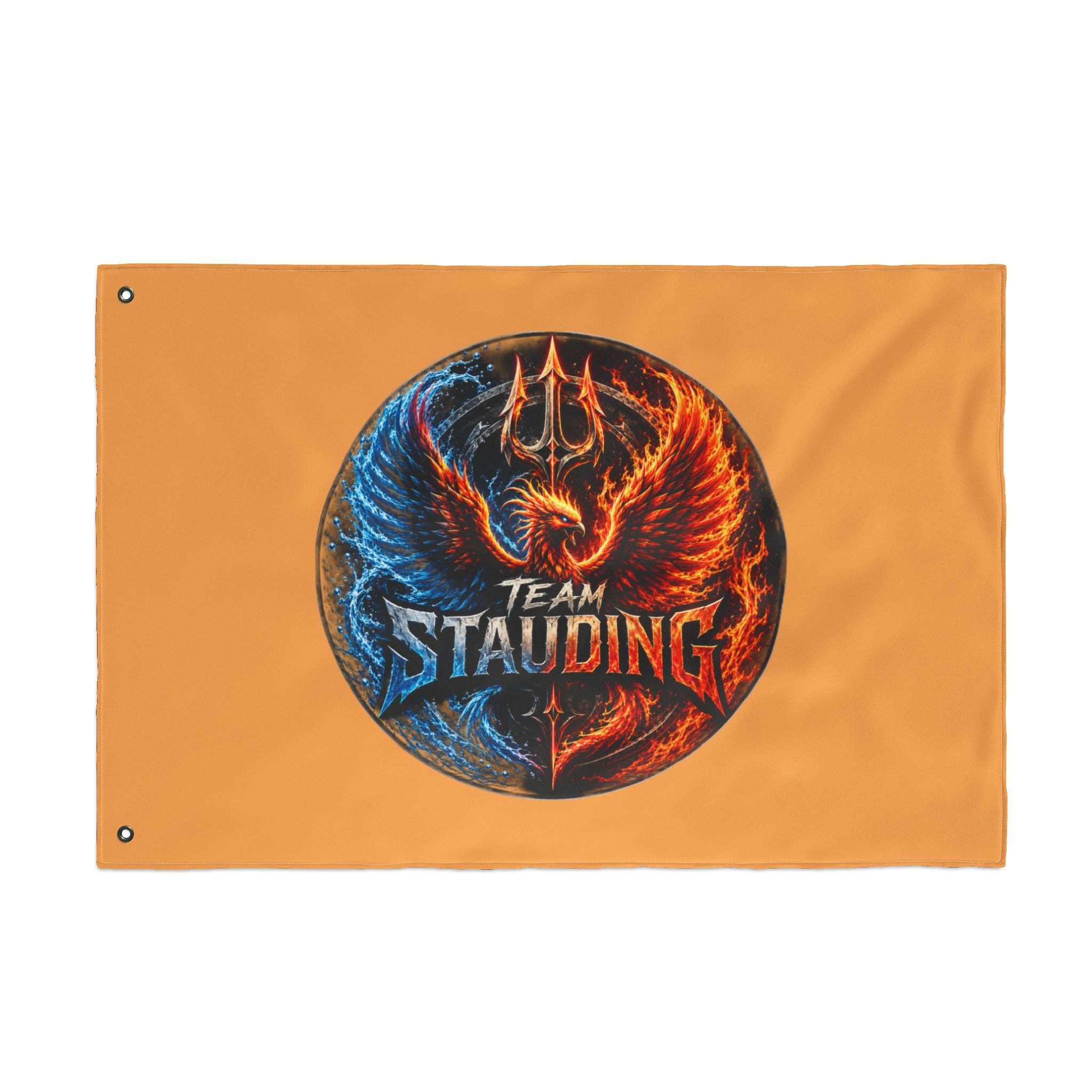 Team Stauding Double-Sided Flag — Fiery Phoenix Logo Outdoor Banner