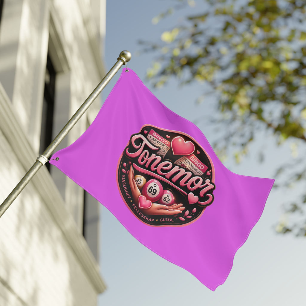 Tonemor Bingo Hearts Flag — Double-Sided Pink Decorative Flag