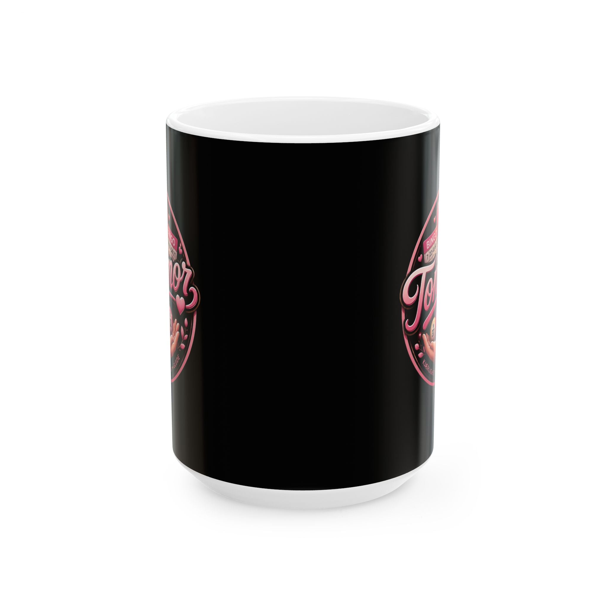 Bingo Tonemor Ceramic Mug — Pink Heart Bingo Lover Gift (11oz/15oz)