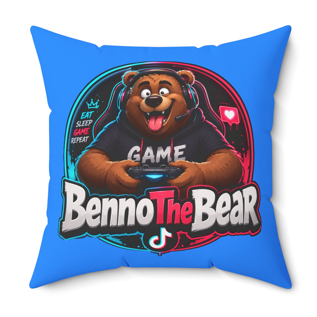 Benno The Bear Gaming Pillow — Cute Gamer Bear Decorative Throw Pillow