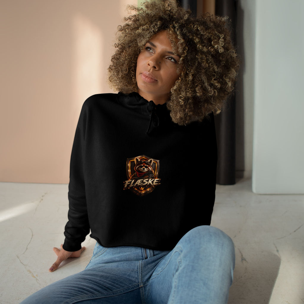 Raccoon Shield Crop Hoodie — Flaeske Gamer Logo Cropped Hoodie