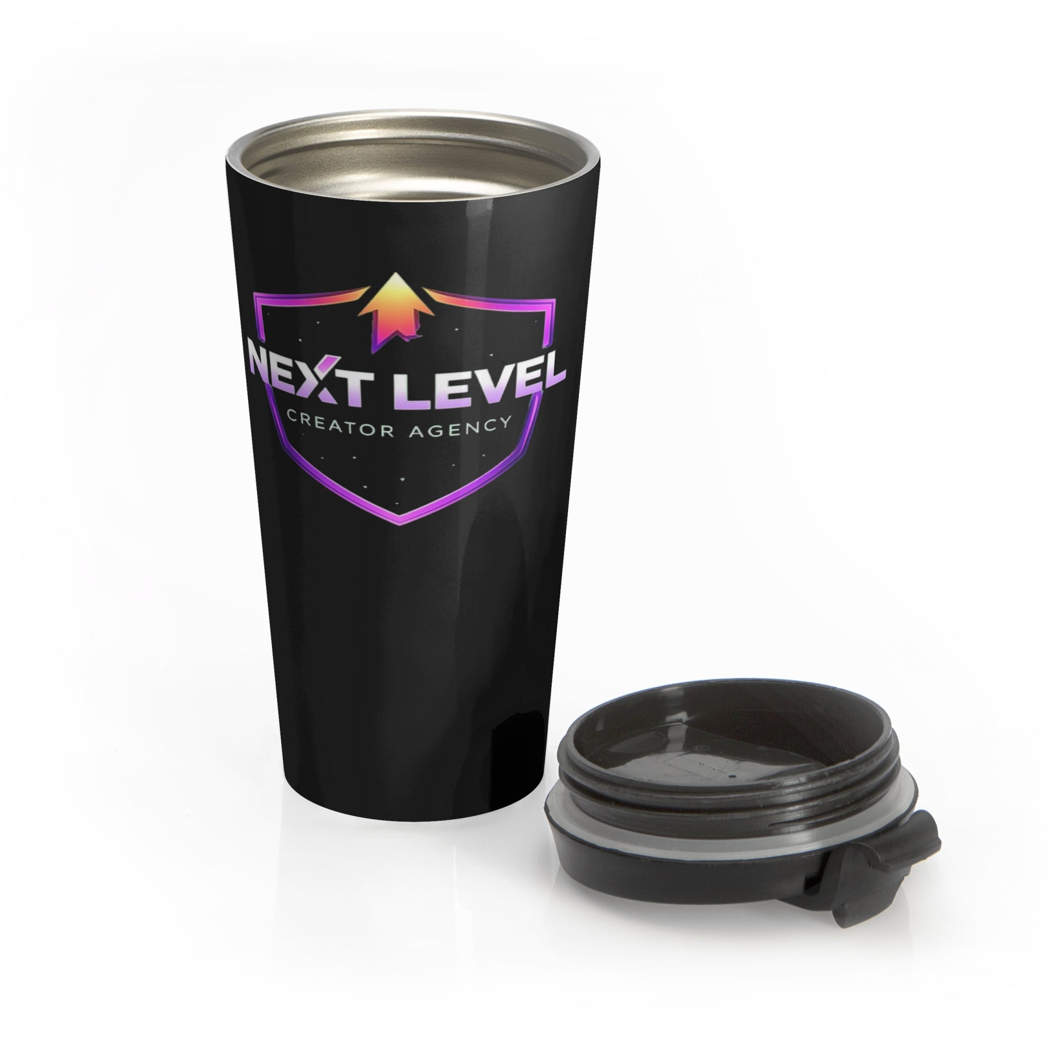 Next Level Creator Agency Stainless Steel Travel Mug – Insulated Black Tumbler NLC