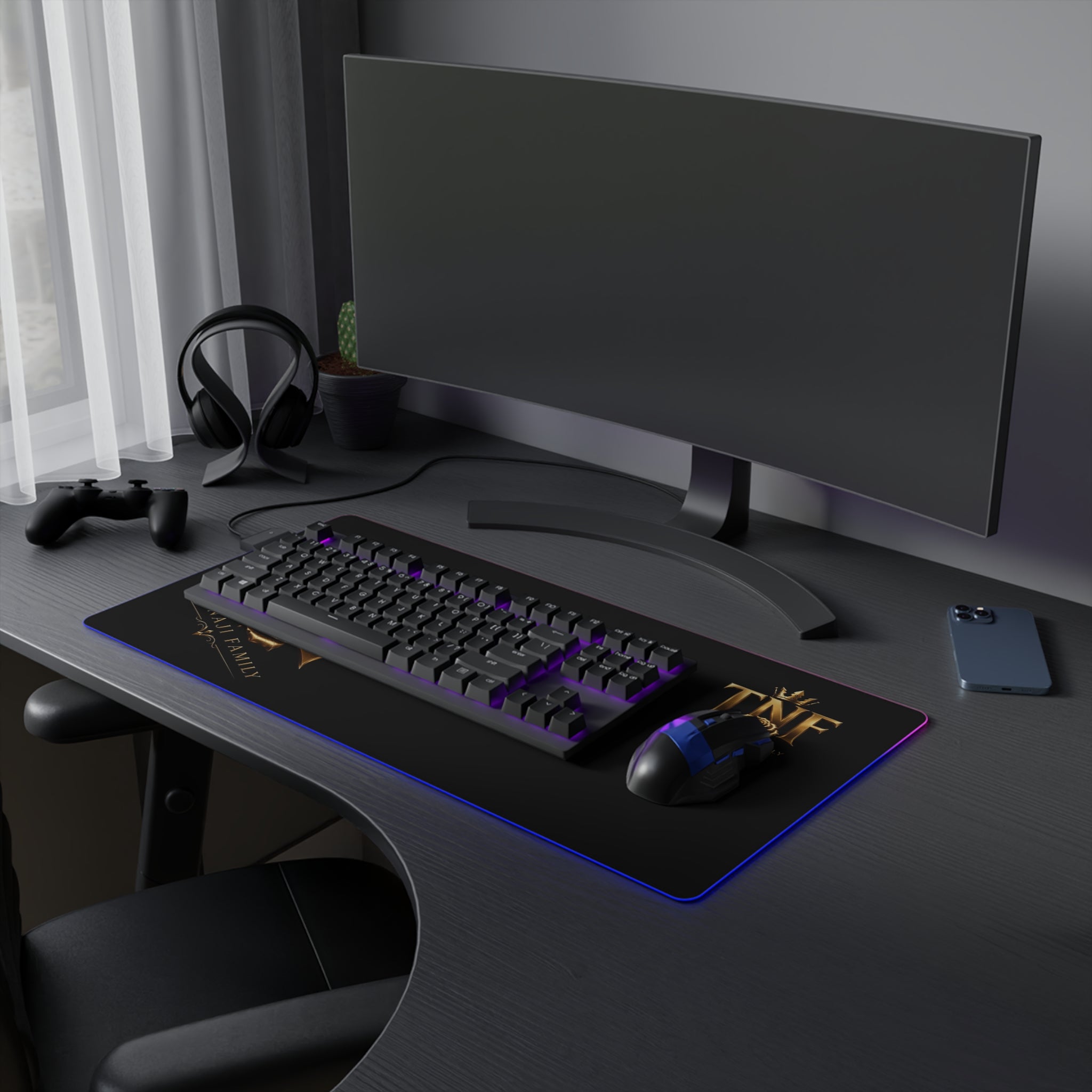 LED Gaming Mouse Pad — TNF The Naji Family Gold Crest RGB Desk Mat