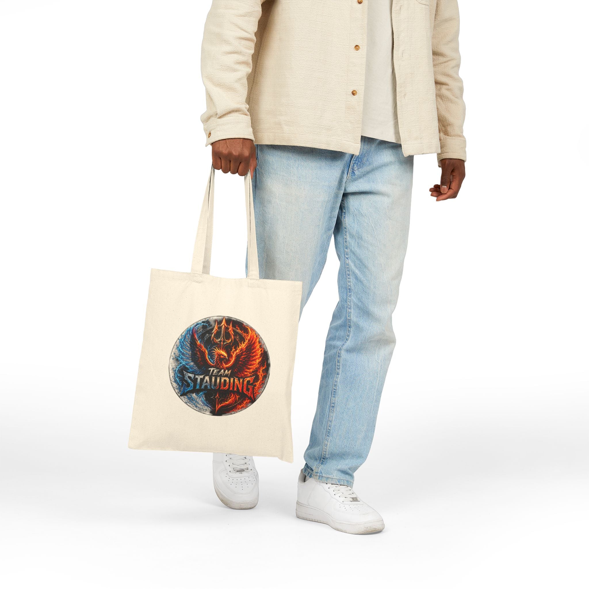 Tote Bag Team Stauding Phoenix & Trident Circle Design