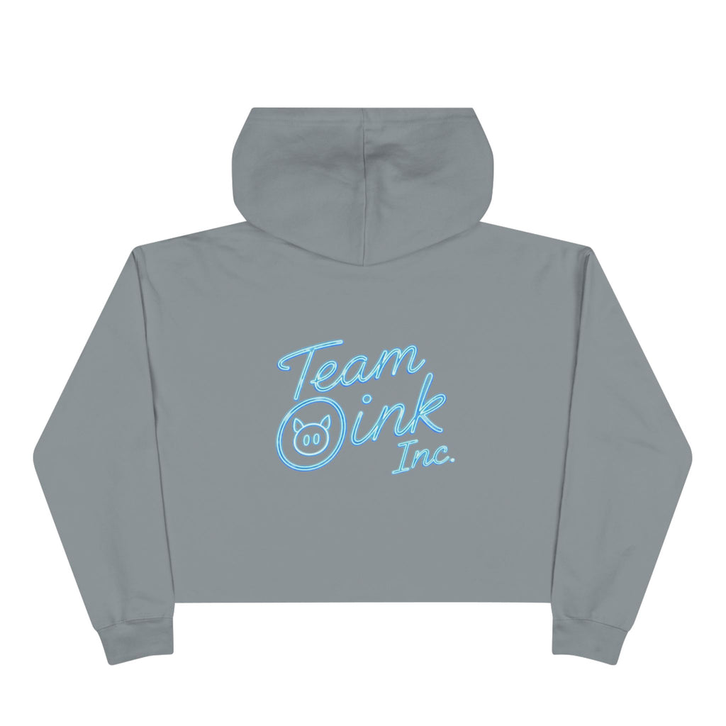 Team Oink Inc. Cropped Hoodie – Minimal Pastel Logo Crop Sweatshirt