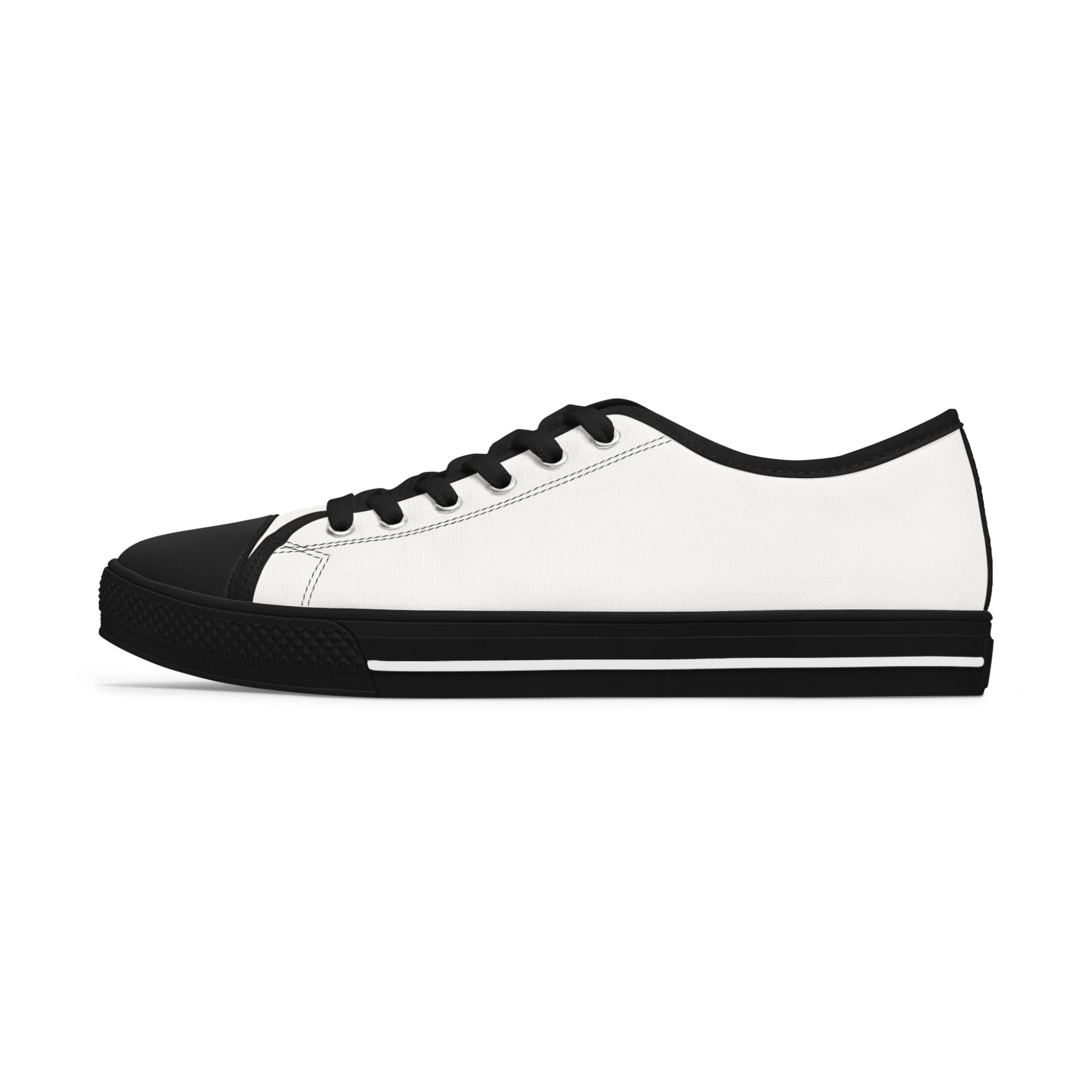 Floral Vibes Low Top Sneakers – Women's White Canvas Shoes with Purple Blossom Accent