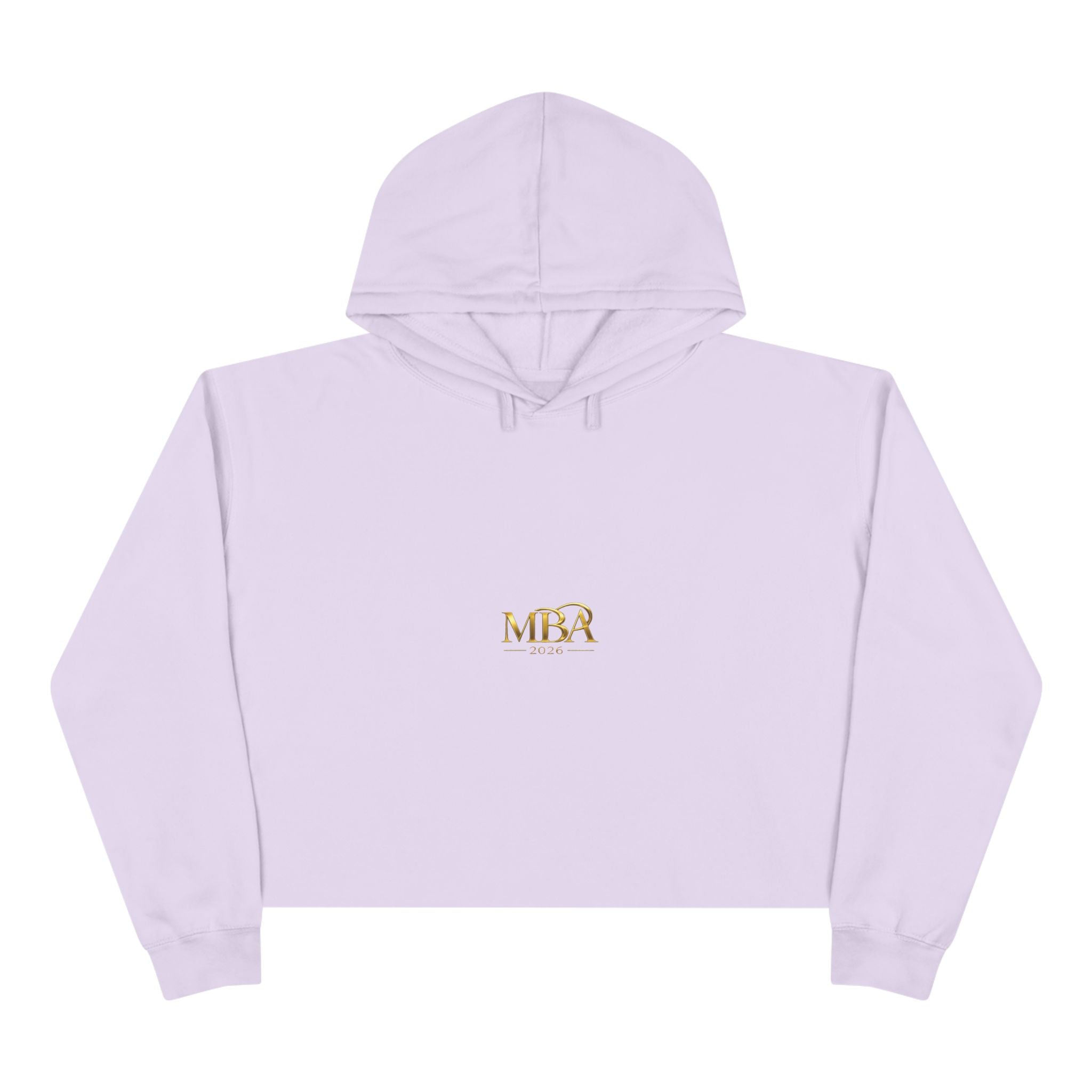 MBA 2026 Cropped Hoodie — Gold Logo Fashion Crop Hoodie