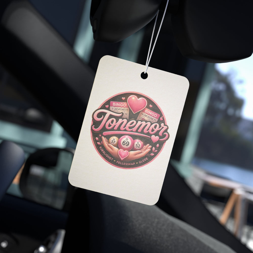Car Air Freshener — Vintage Pink "Tonemoz" Heart Badge Scented Ornament