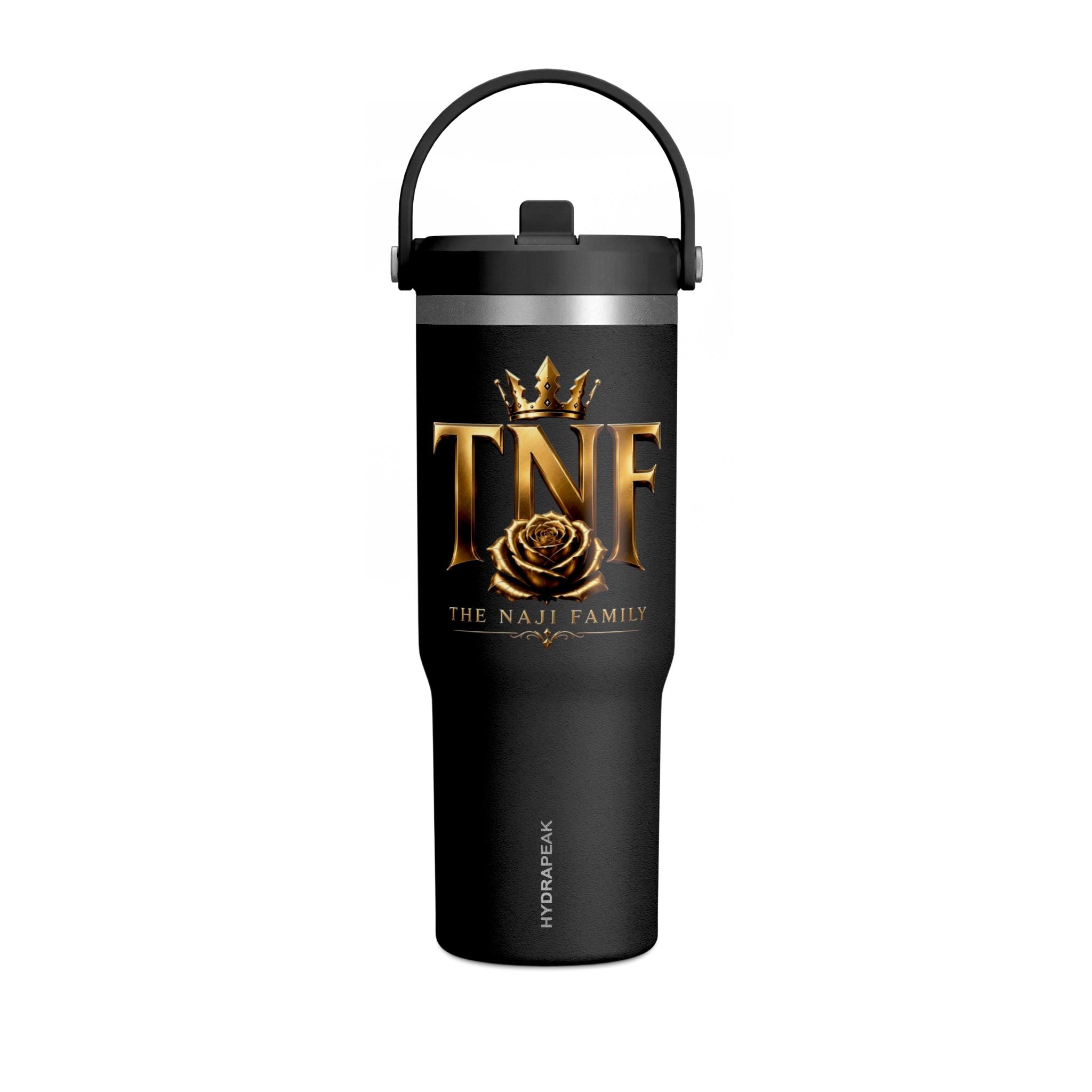 TNF 'The Naji Family' 32oz Nomad Tumbler – Insulated Travel Cup with Gold Crest Design