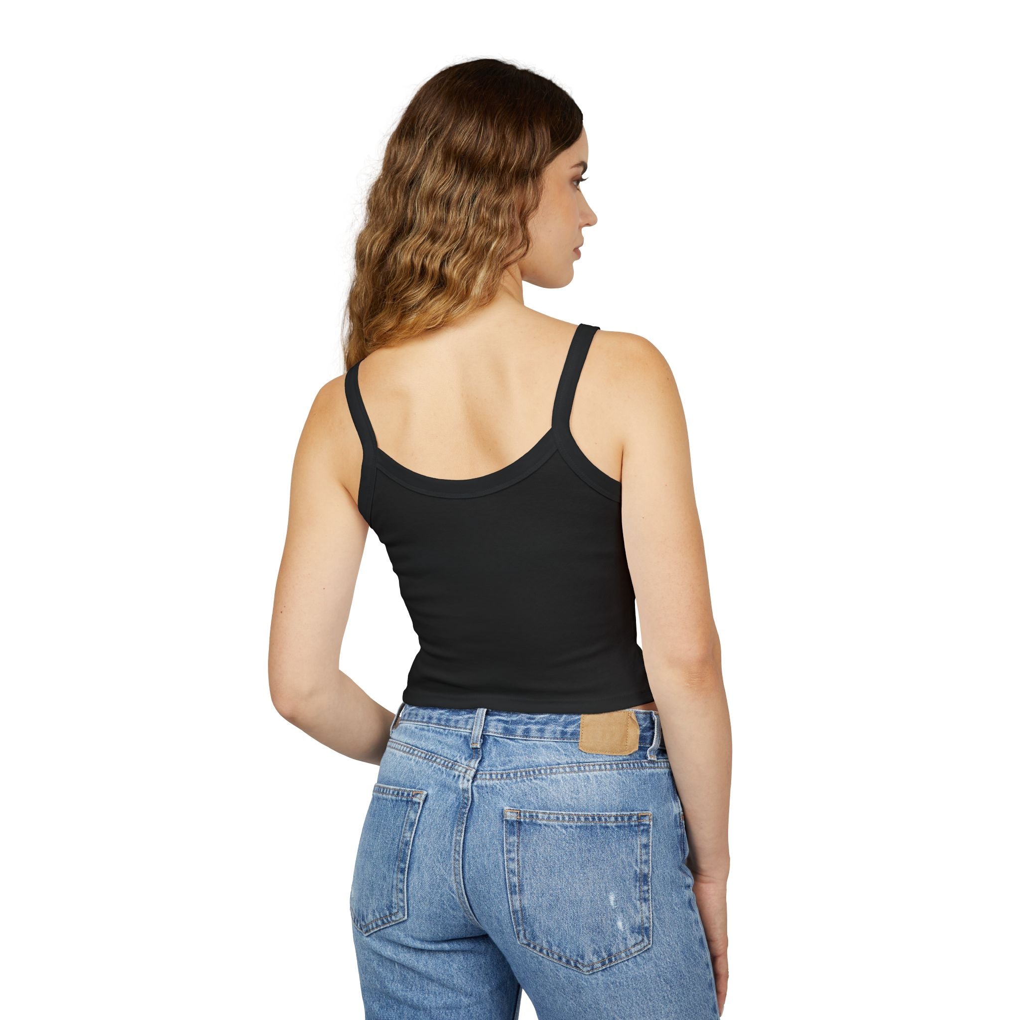 Blue Butterfly Crop Tank — "Team Bird" Women's Spaghetti Strap Top