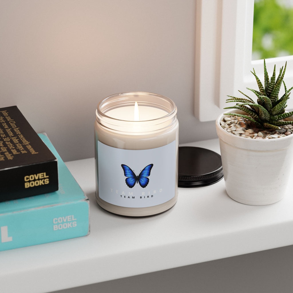 Blue Butterfly Soy Candle — 9oz Scented Jar (Team Bird)