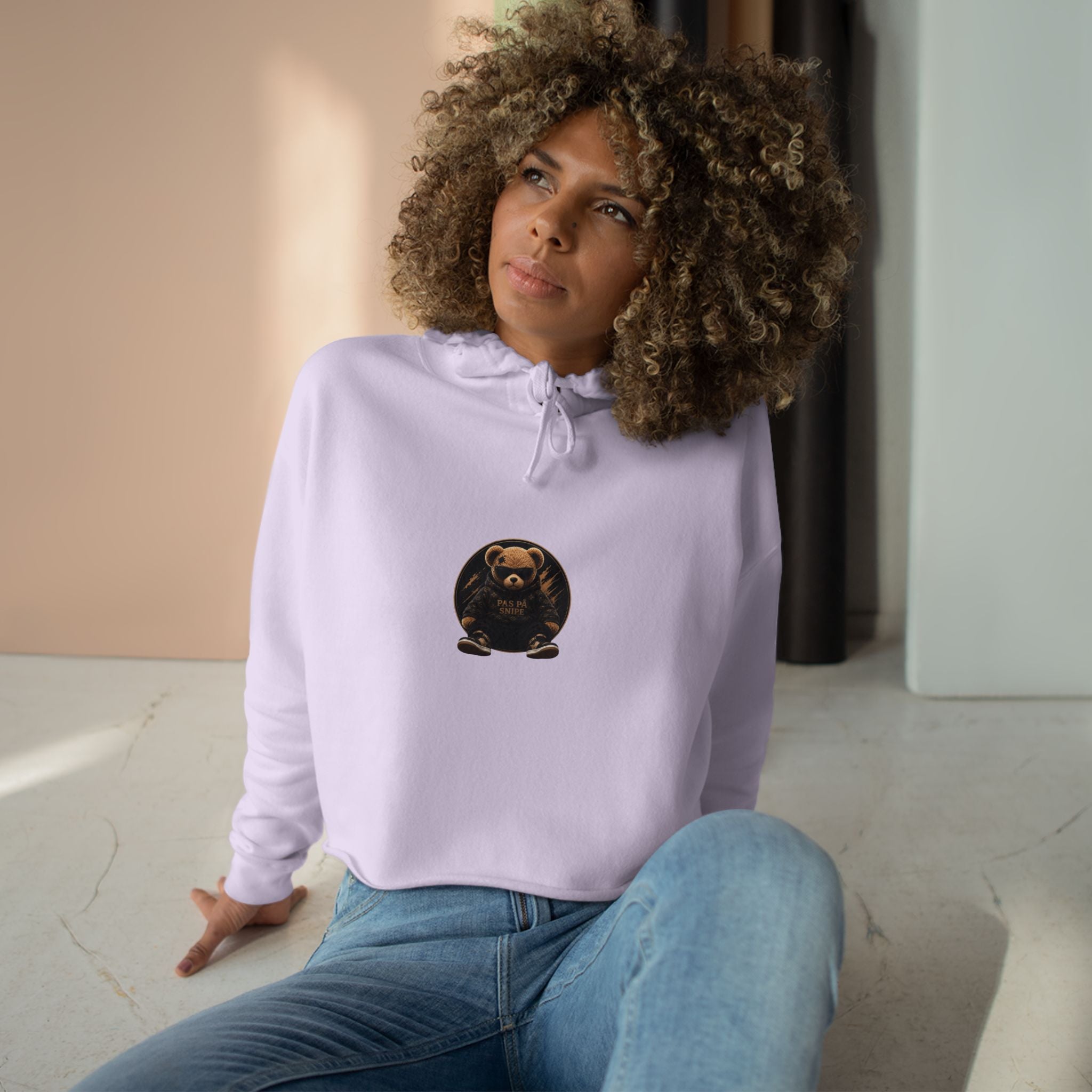 Teddy Bear Crop Hoodie — 'Kiss Me I'm Yours' Cute Graphic Cropped Hoodie