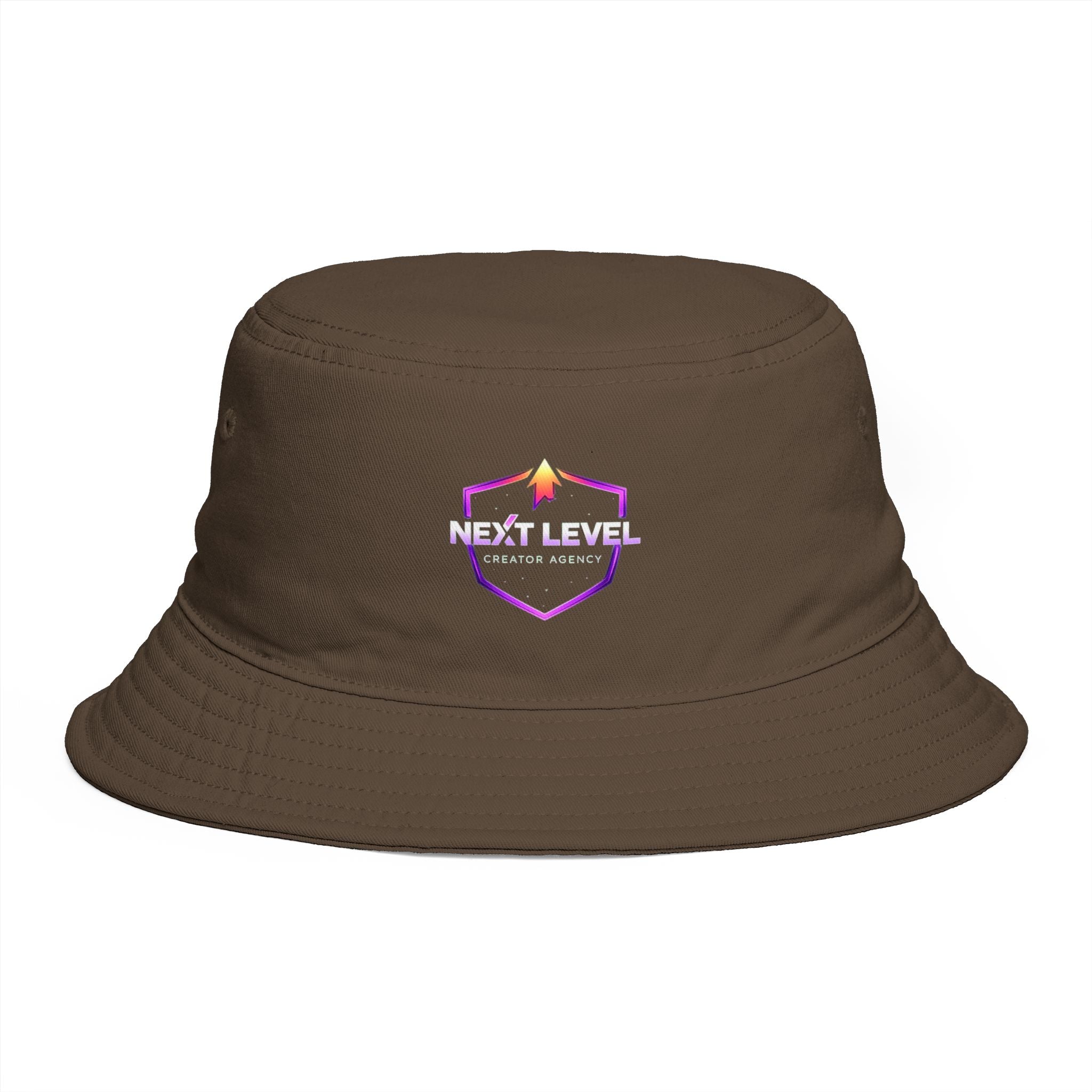 Next Level Creation Agency Brown Bucket Hat — Logo Embroidered Streetwear