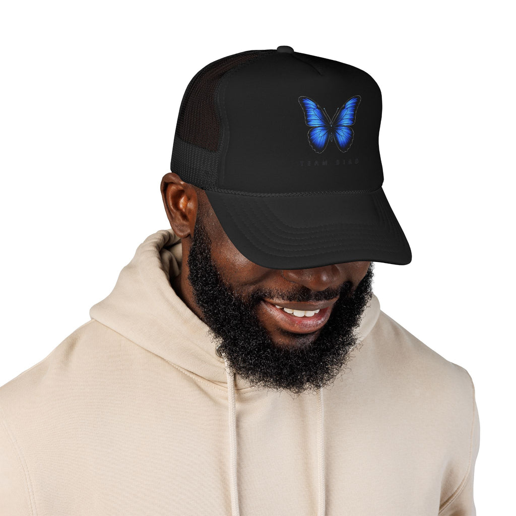 Blue Butterfly Trucker Hat — Vibrant Monarch-Inspired Foam Cap