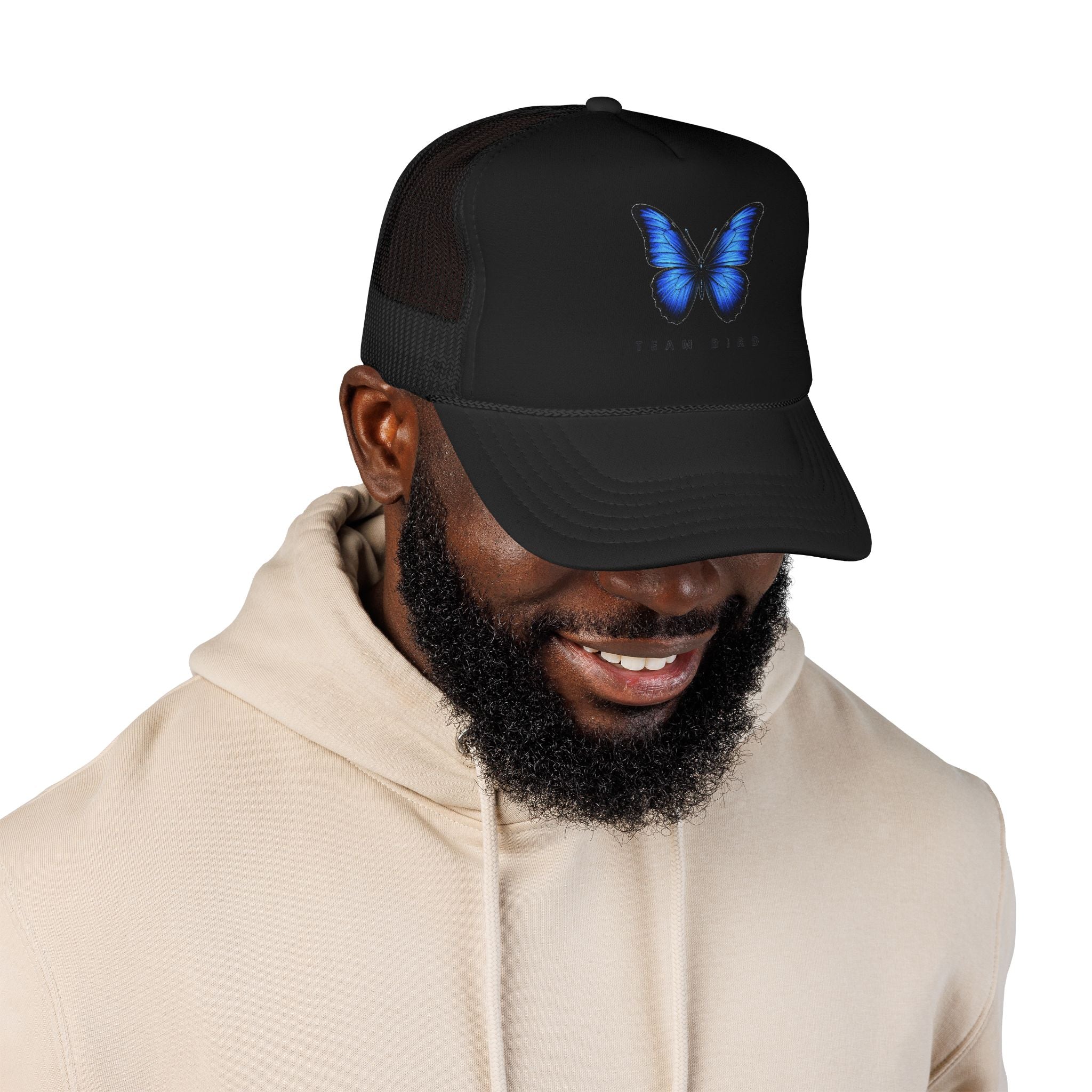 Blue Butterfly Trucker Hat — Vibrant Monarch-Inspired Foam Cap