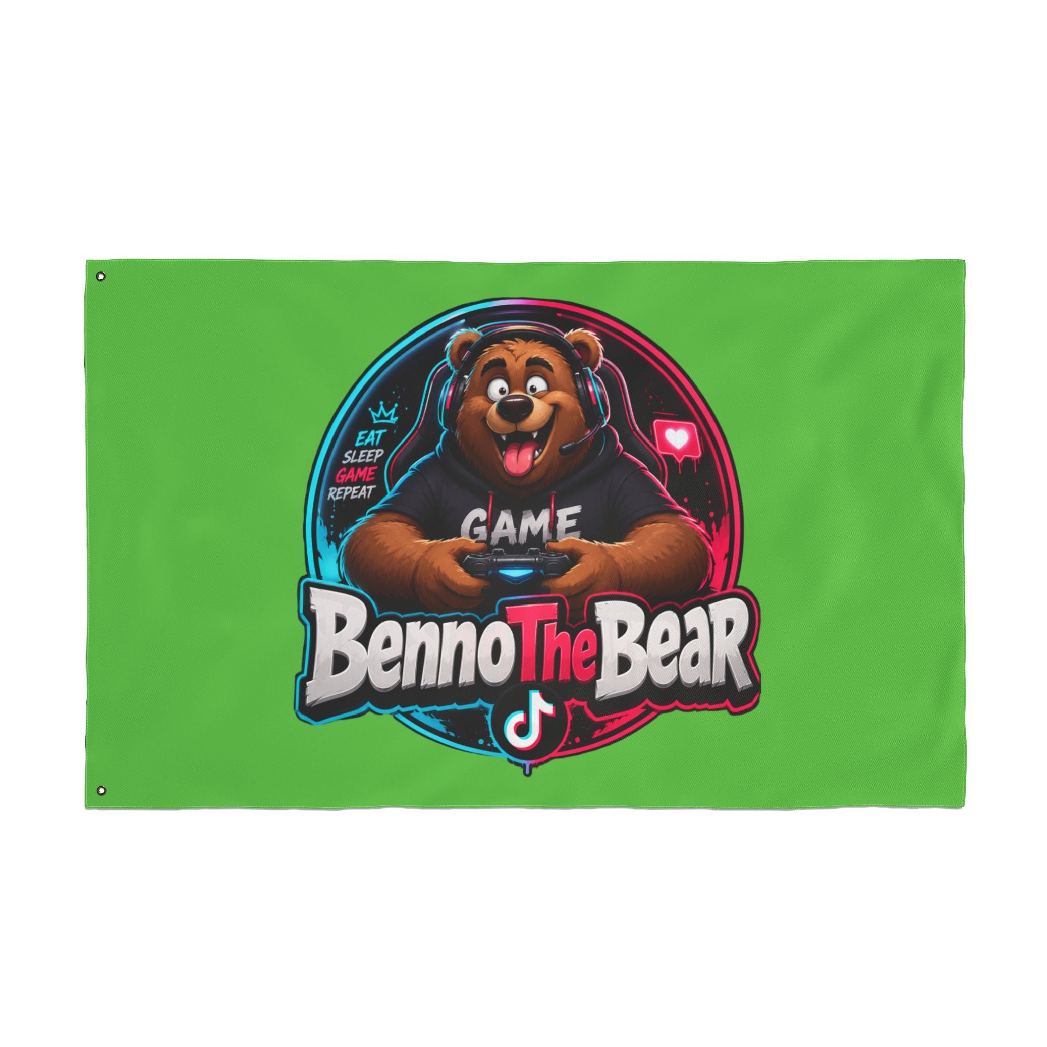 Benno The Bear Gaming Flag — Double-Sided Gamers Banner