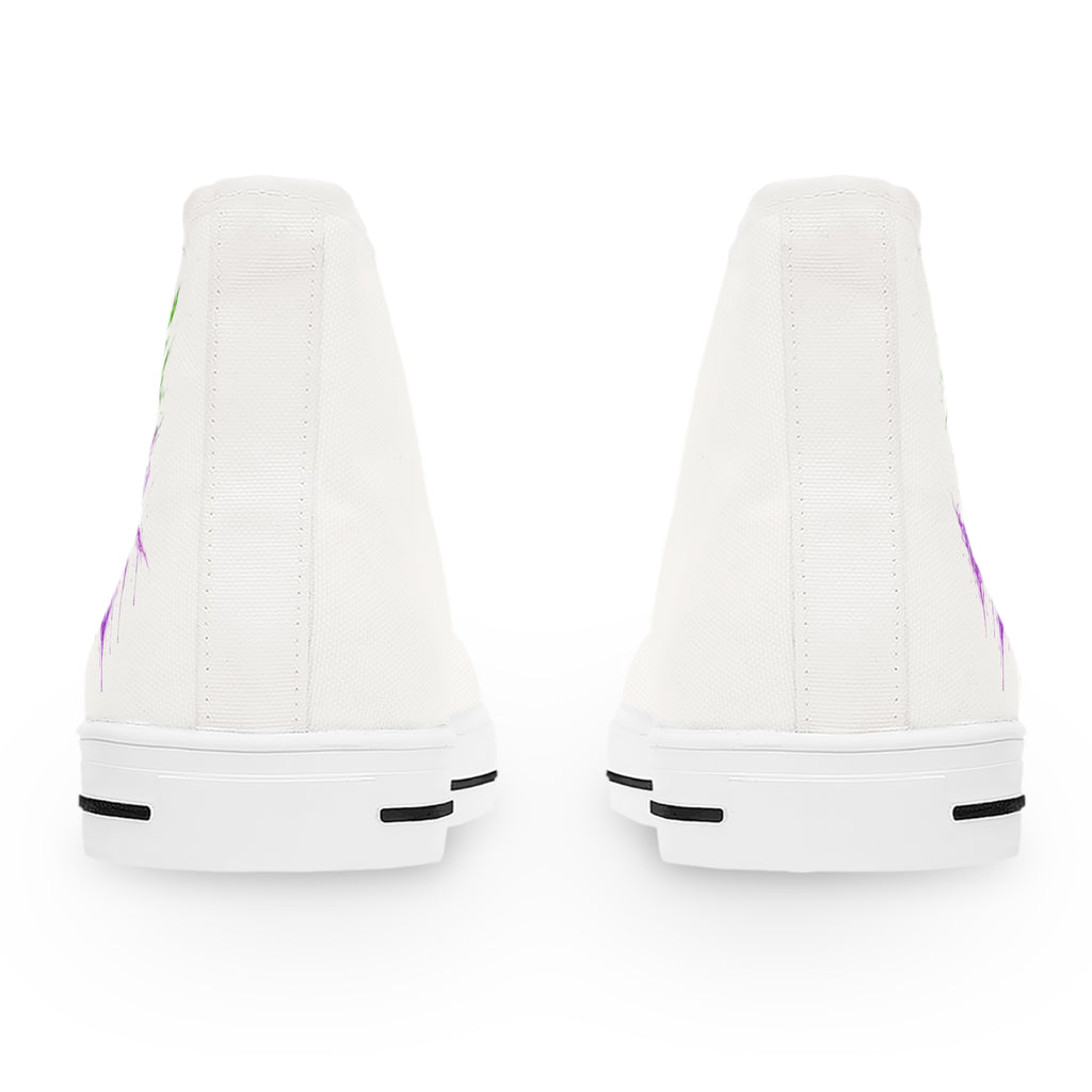 High Top Sneakers — Neon Graffiti "Make It Quicker" Women's Canvas Shoes