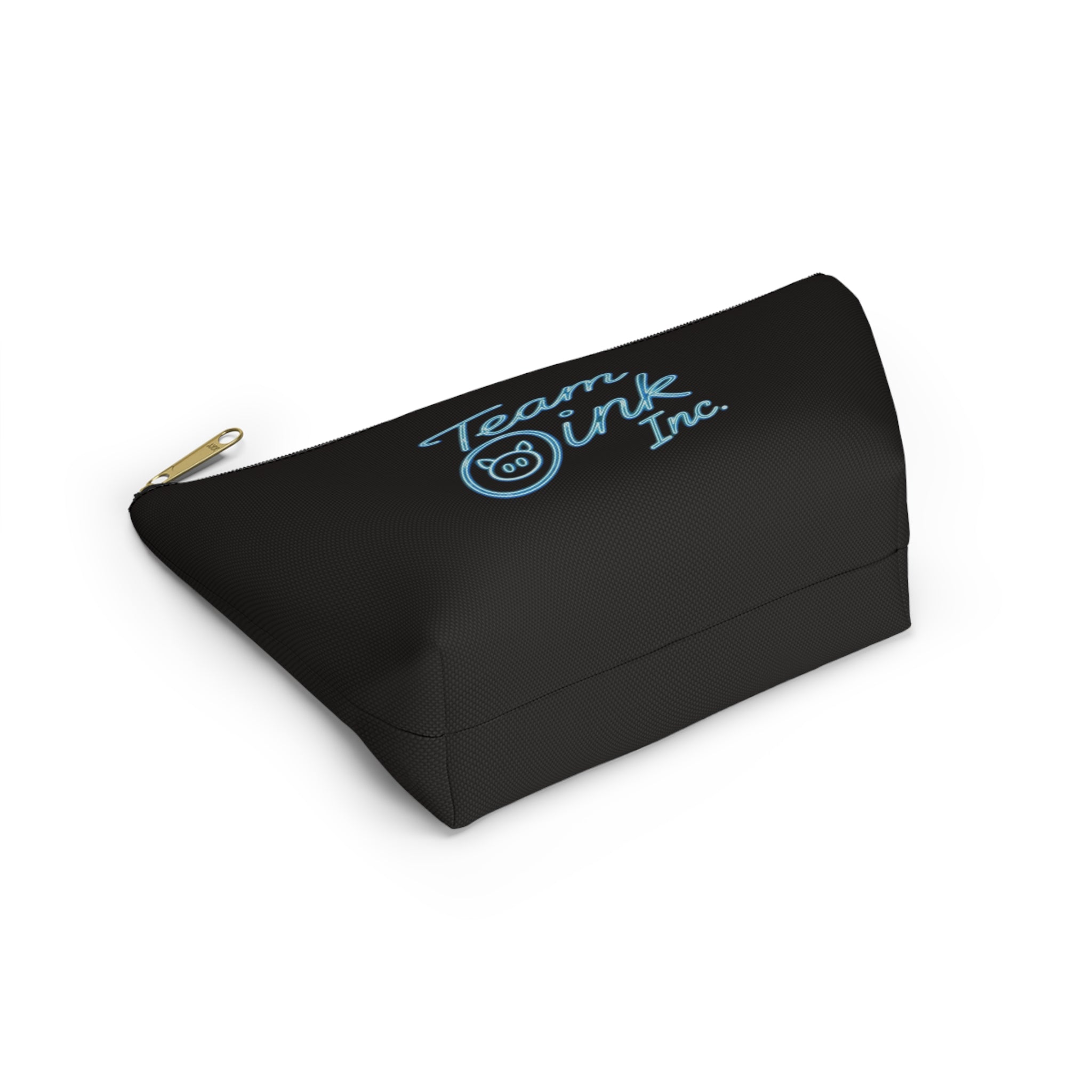 Team Oink Accessory Pouch — Black T-Bottom Makeup & Gadget Organizer