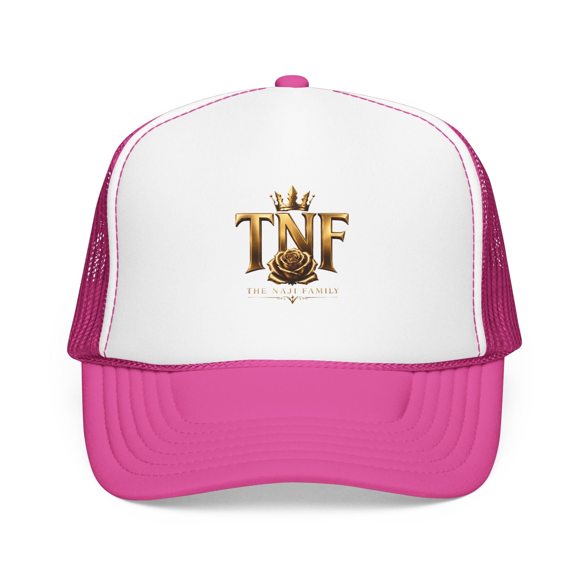 TNF Gold Rose Trucker Hat — The Dark Family Logo Foam Cap