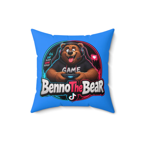 Benno The Bear Gaming Pillow — Cute Gamer Bear Decorative Throw Pillow