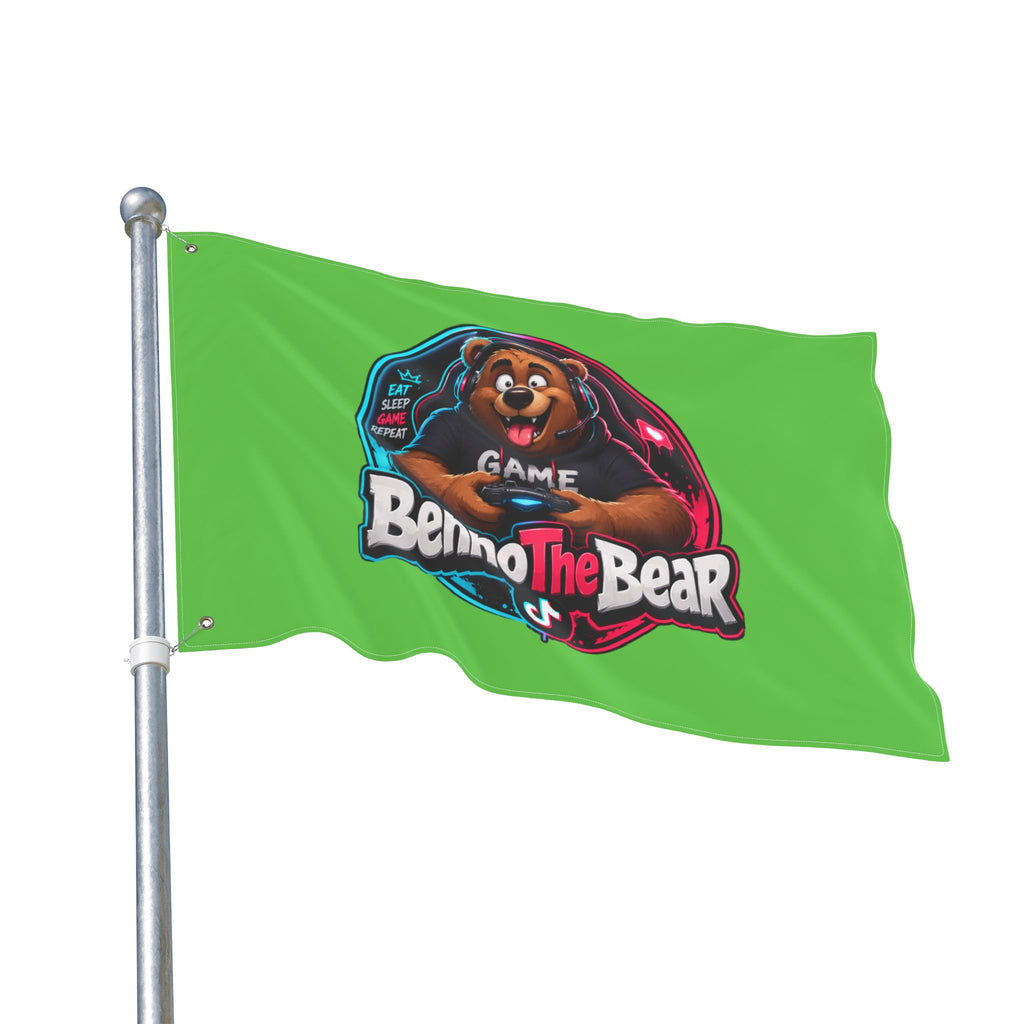 Benno The Bear Gaming Flag — Double-Sided Gamers Banner