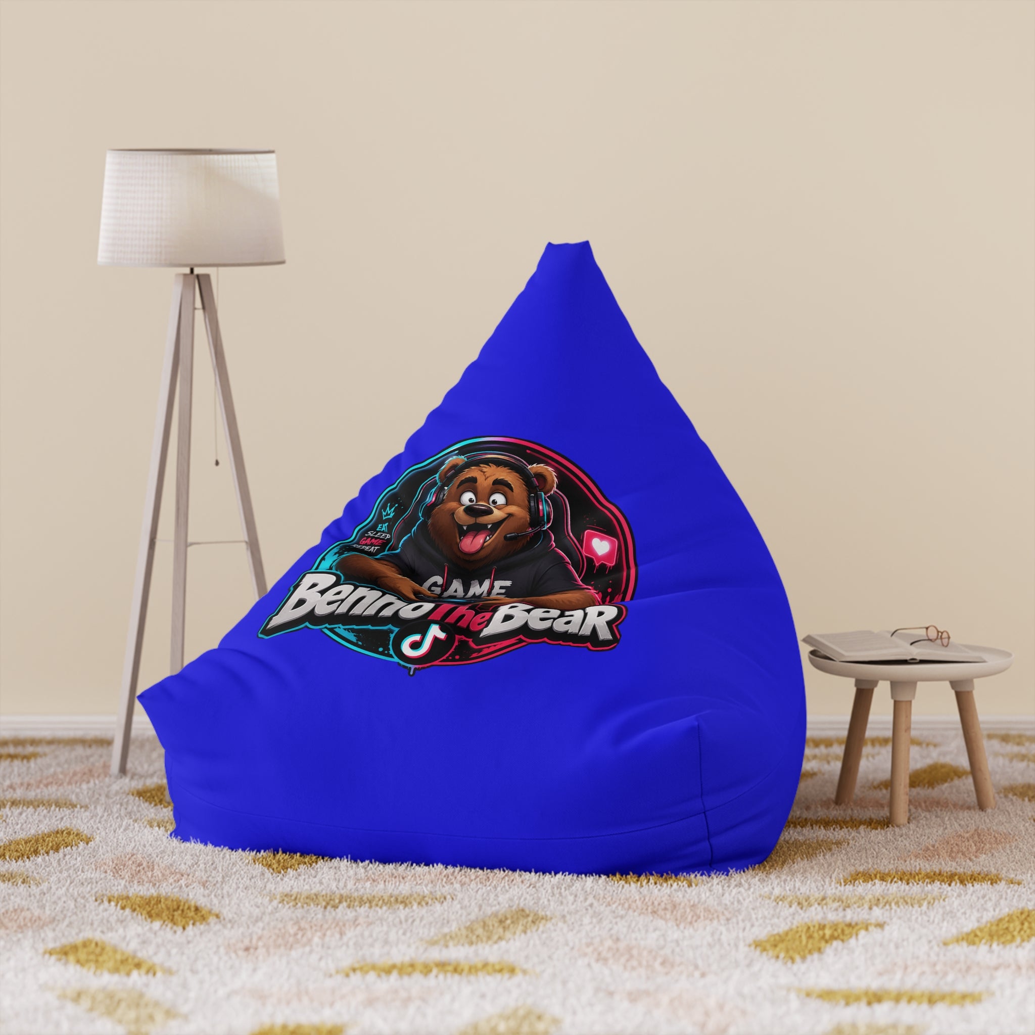 Bean Bag Cover — Blue Gamer Bear Logo Comfort Chair Cover