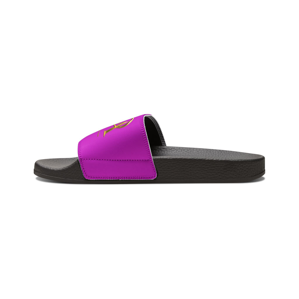 Slide Sandals — Purple 'MBA 2026' Removable‑Strap Pool Slides for Men