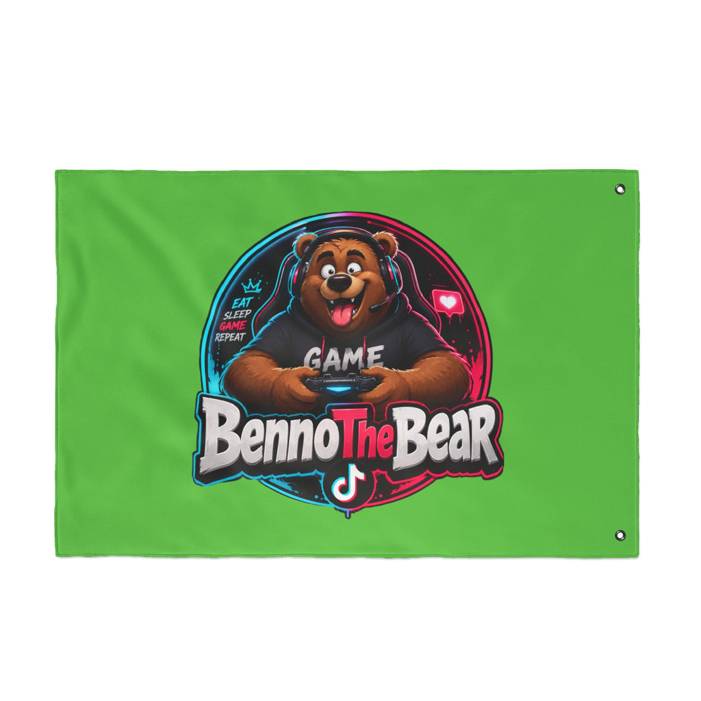 Benno The Bear Gaming Flag — Double-Sided Gamers Banner