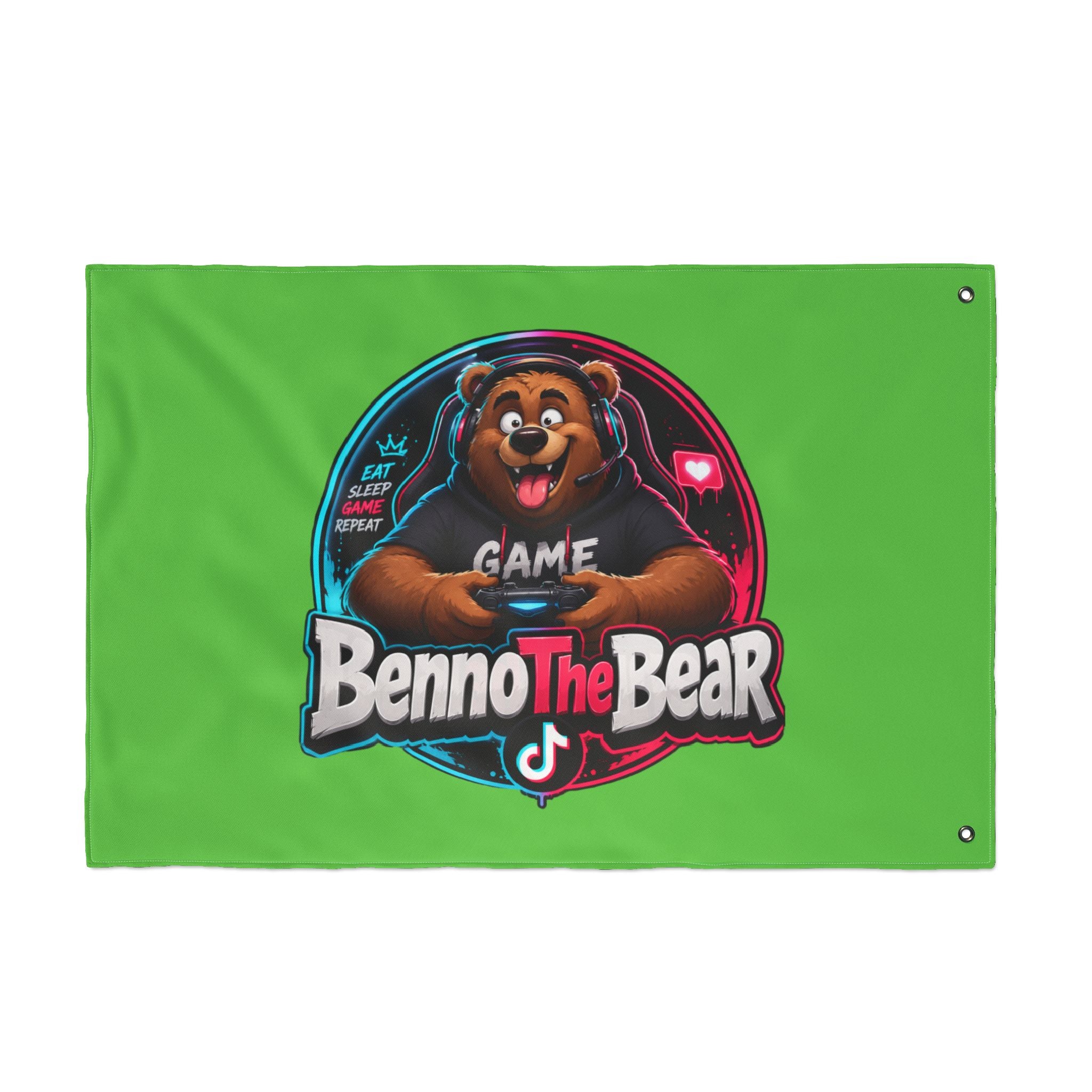 Benno The Bear Gaming Flag — Double-Sided Gamers Banner