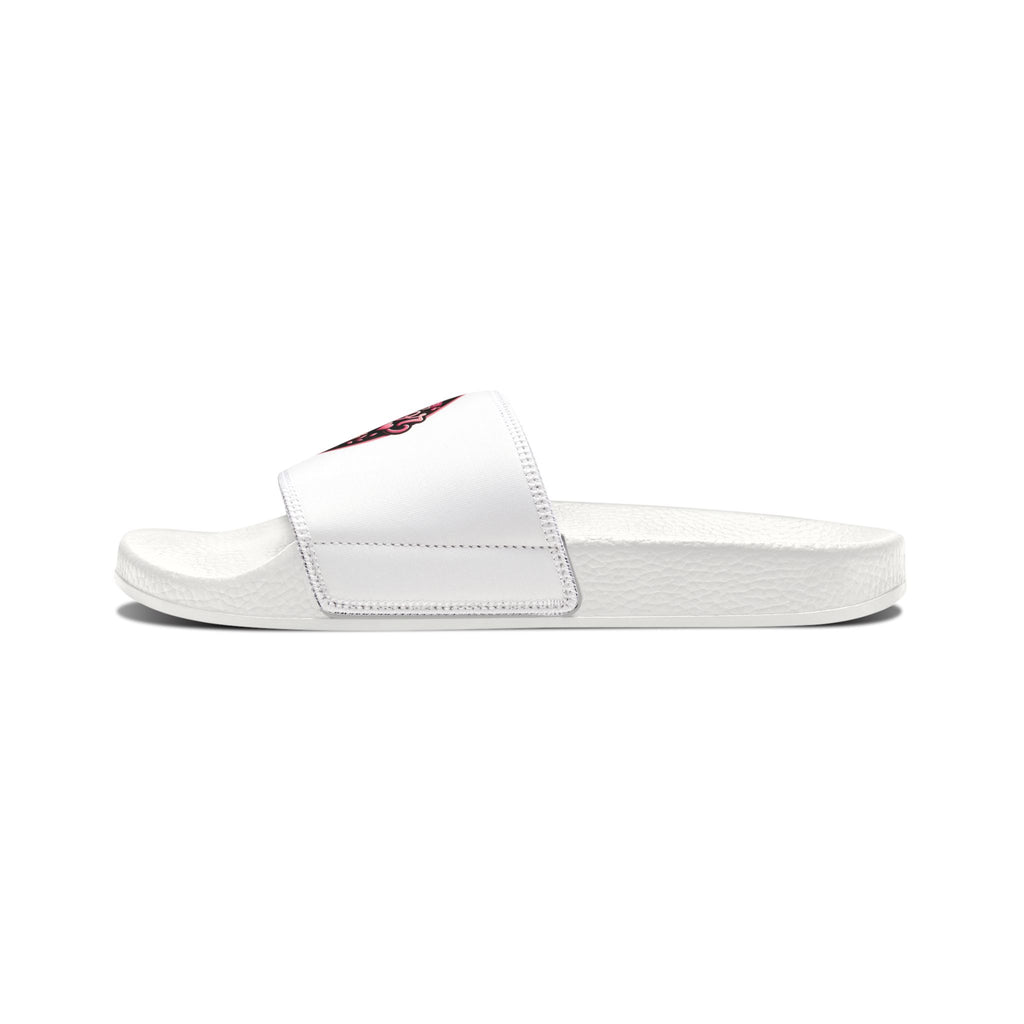 Slide Sandals — White Removable-Strap Slides with Pink 'Jammin' Heart' Logo
