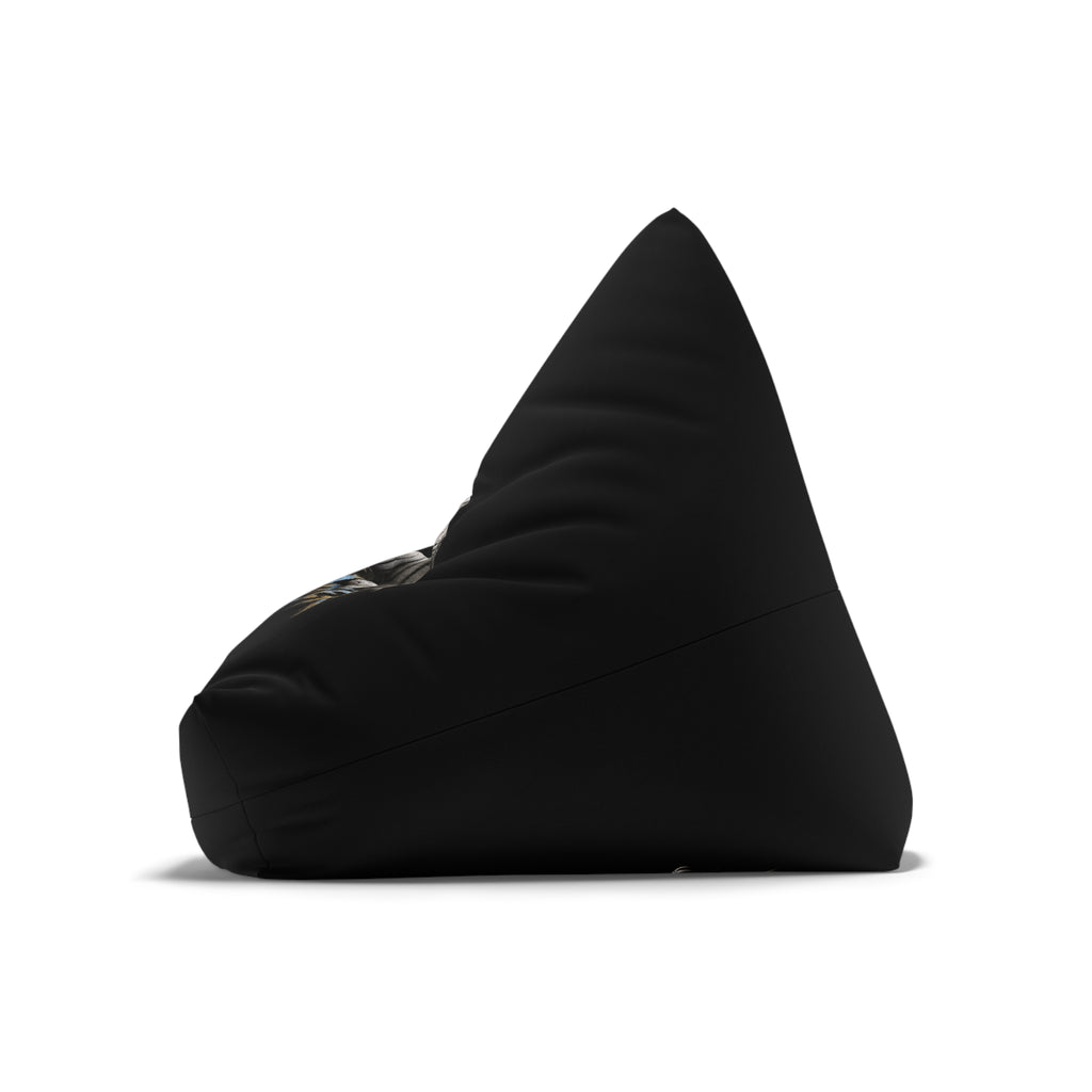 Tiger Graphic Bean Bag Cover — Black Lounge Chair Slipcover with Relaxed White Tiger Print