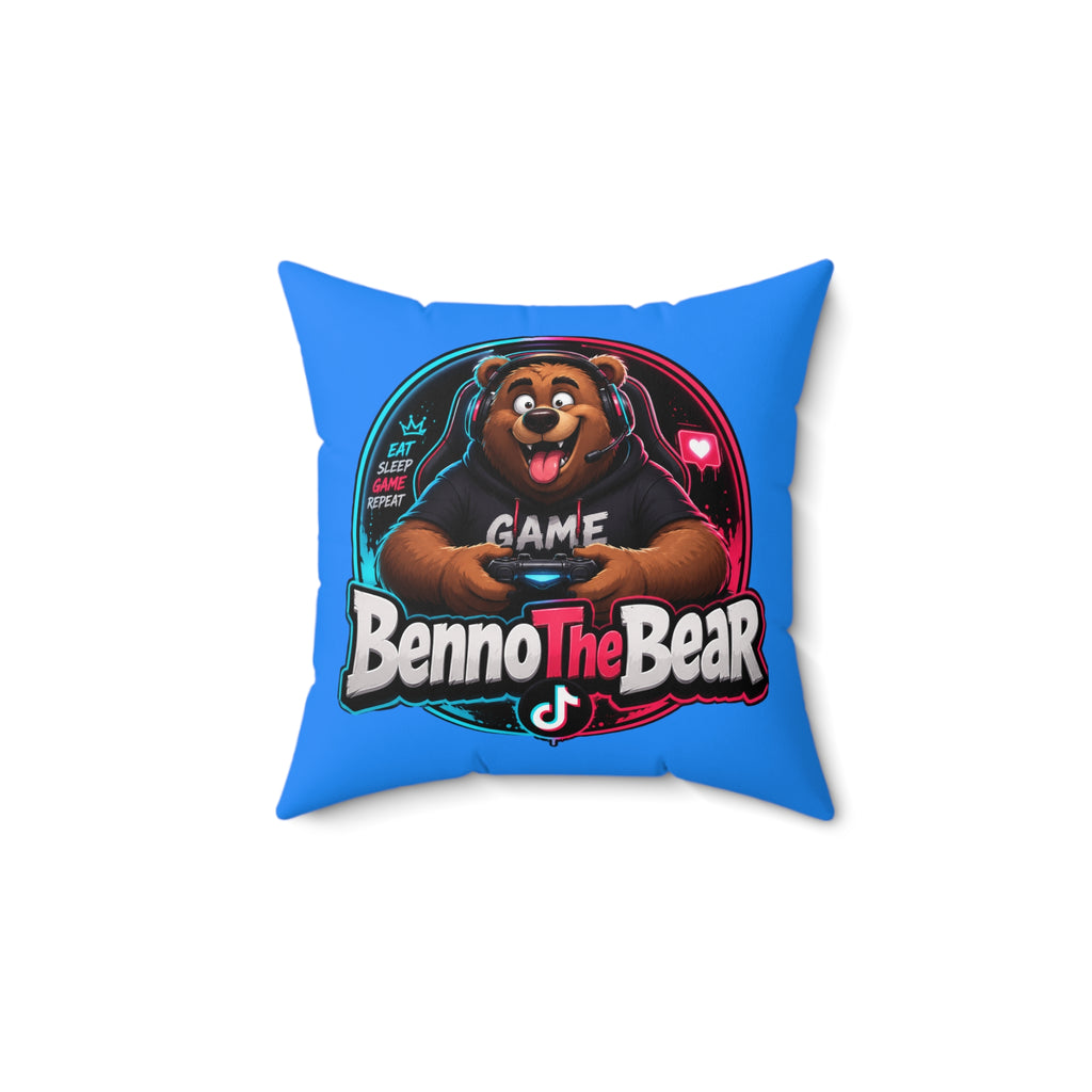 Benno The Bear Gaming Pillow — Cute Gamer Bear Decorative Throw Pillow