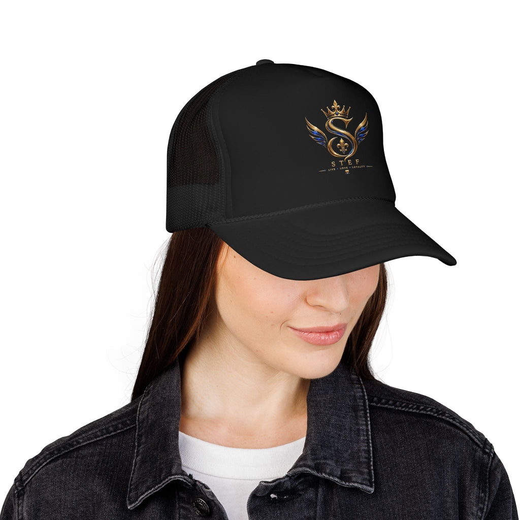 Embroidered Royal S Crest Trucker Hat – Gold Crown & Wings Foam Cap