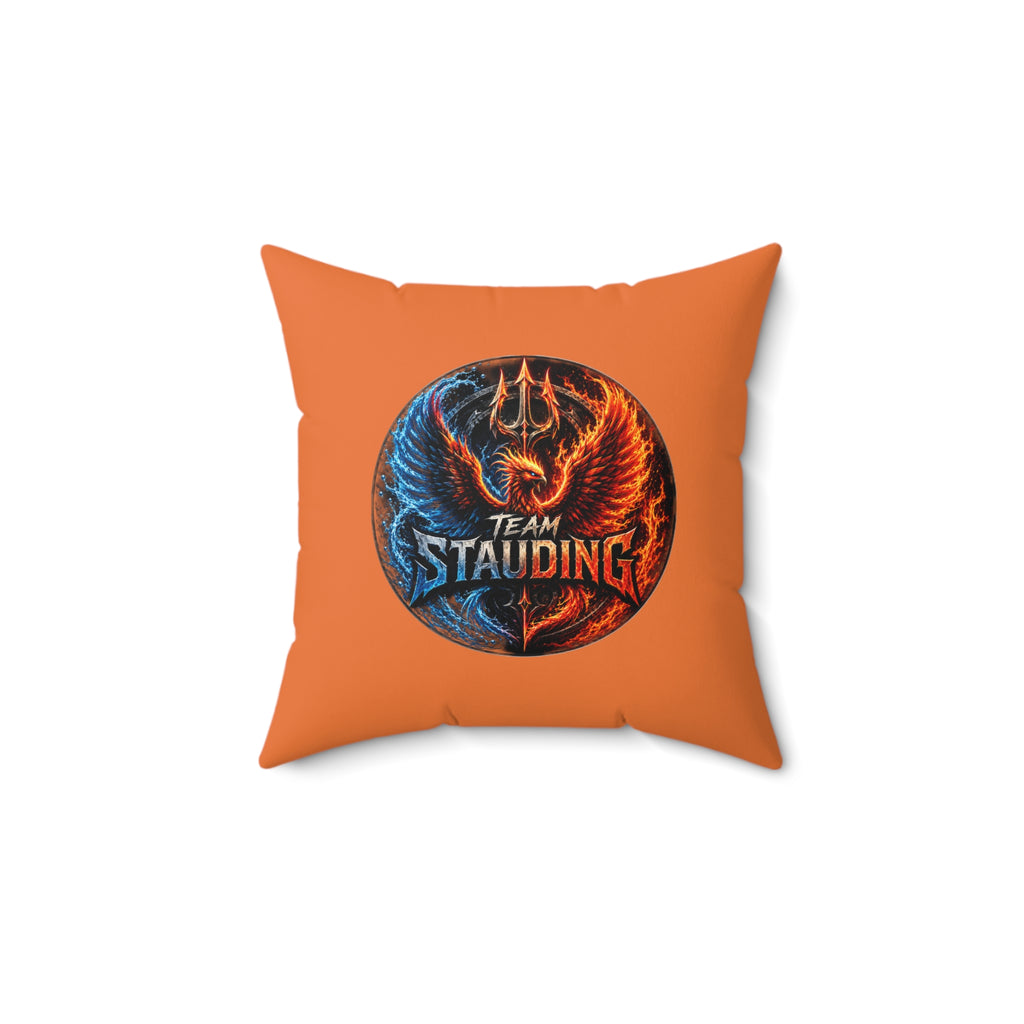 Team Stauding Phoenix Emblem Pillow — Orange Gamer Decorative Throw Pillow