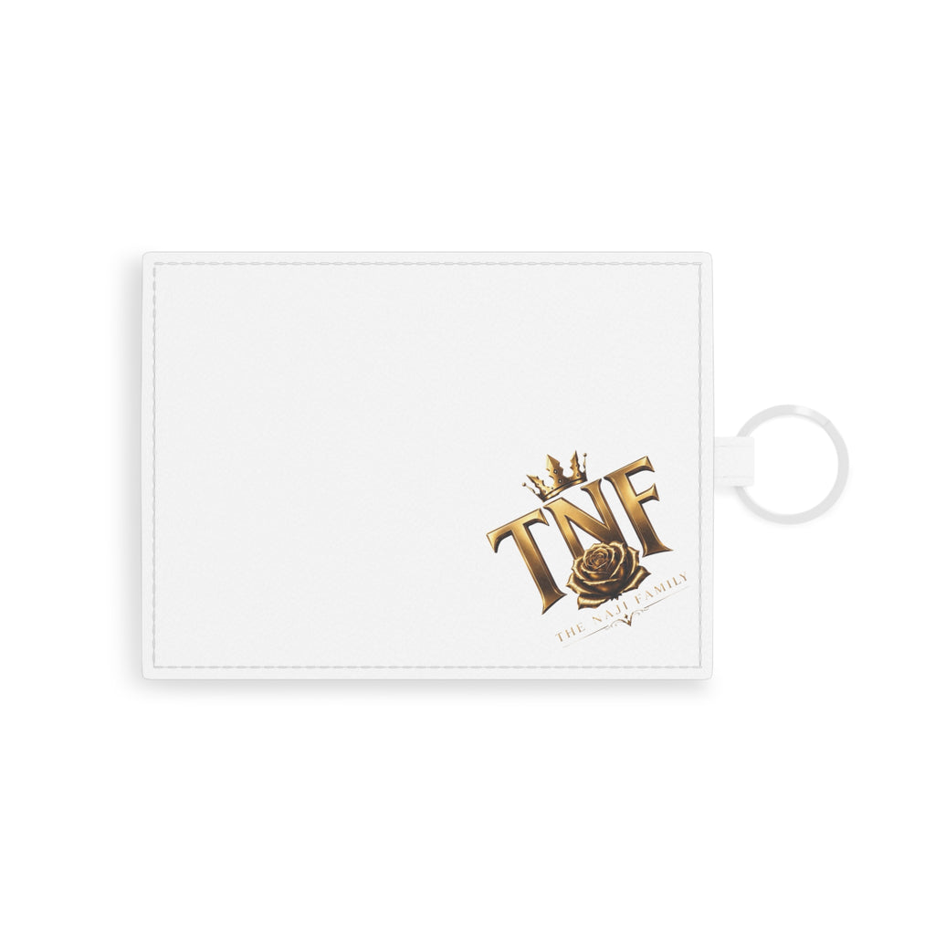 Saffiano Leather Card Holder — Gold TNF Crown Logo Slim Wallet
