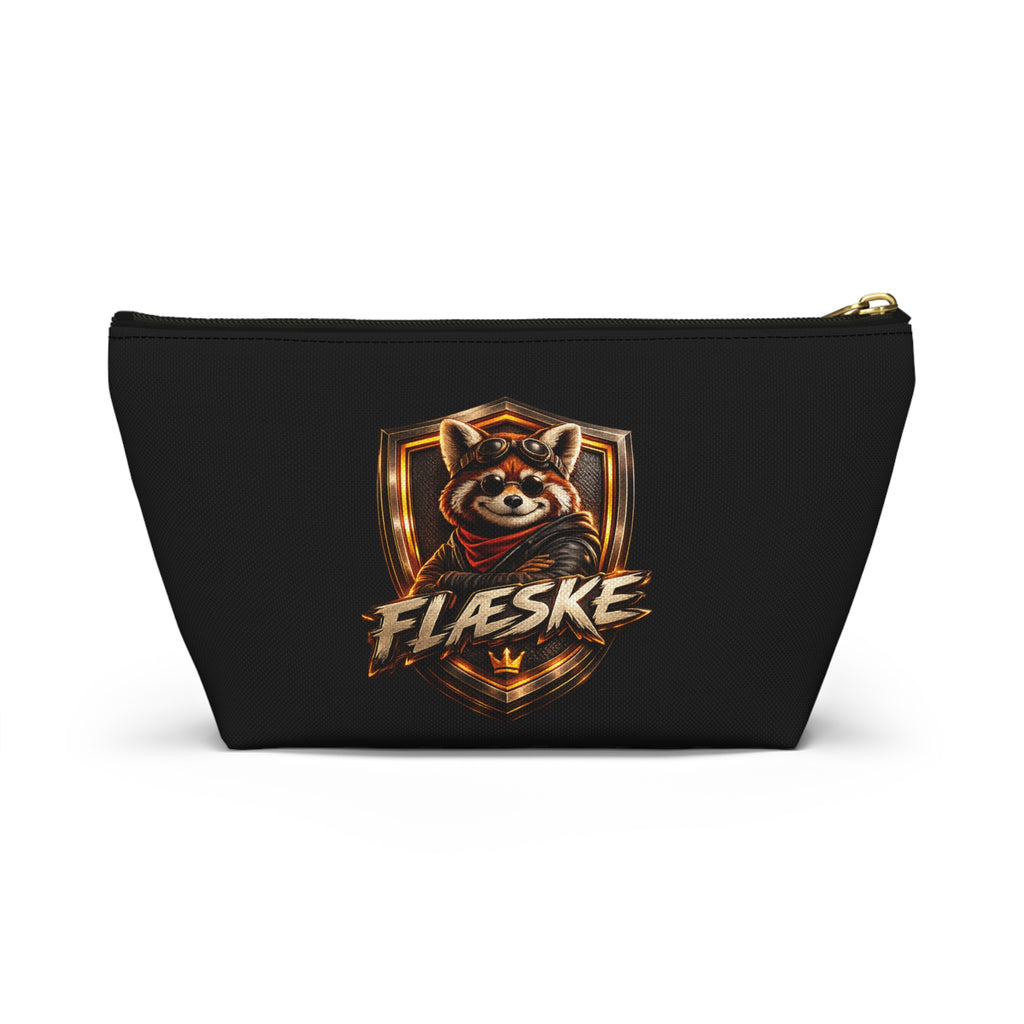 Flæske Red Panda Emblem Accessory Pouch — T‑Bottom Makeup & Gadget Organizer