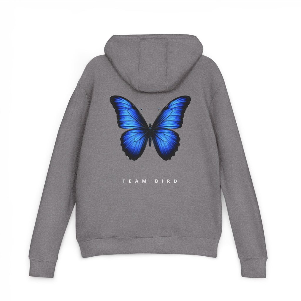 Butterfly Graphic Hoodie — "Team Bird" Blue Wing Pullover
