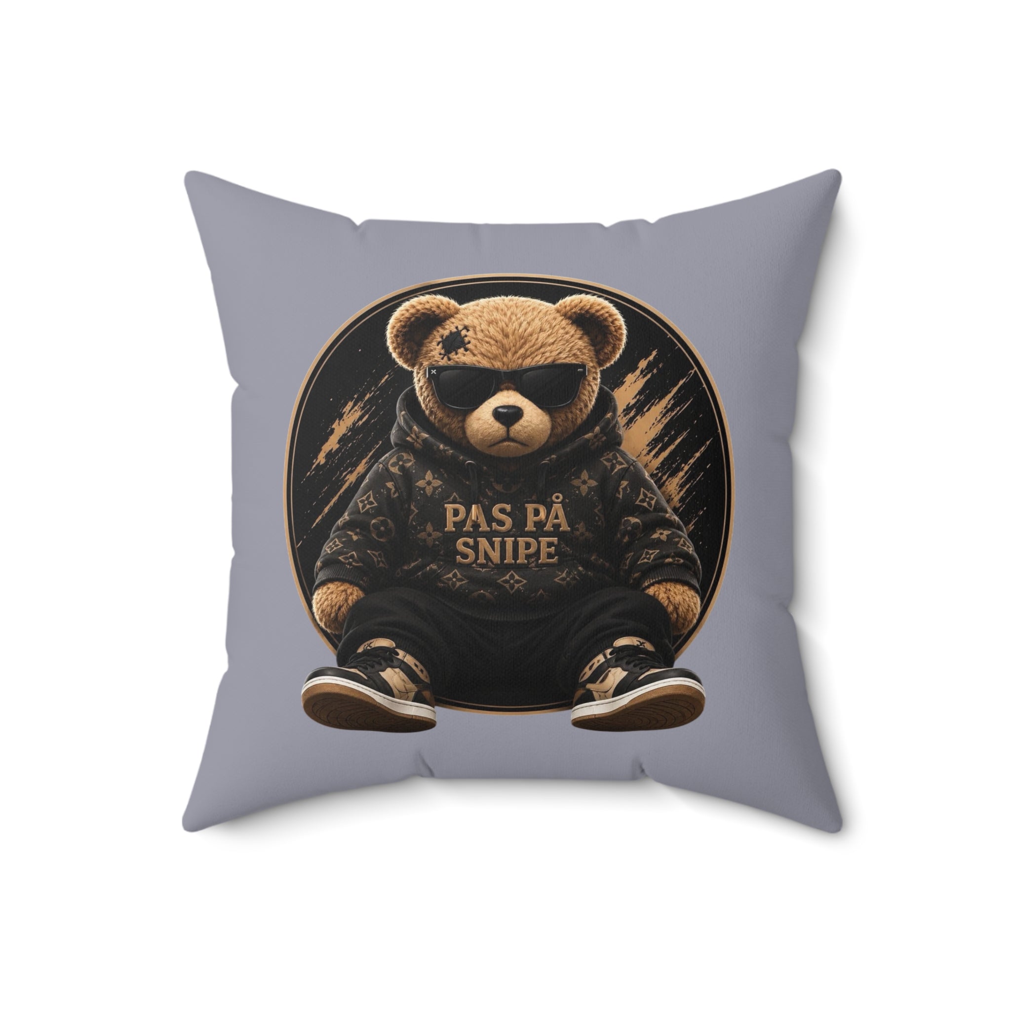 Teddy Bear 'Pas På Snipe' Decorative Pillow — Cozy Scandinavian Accent Pillow