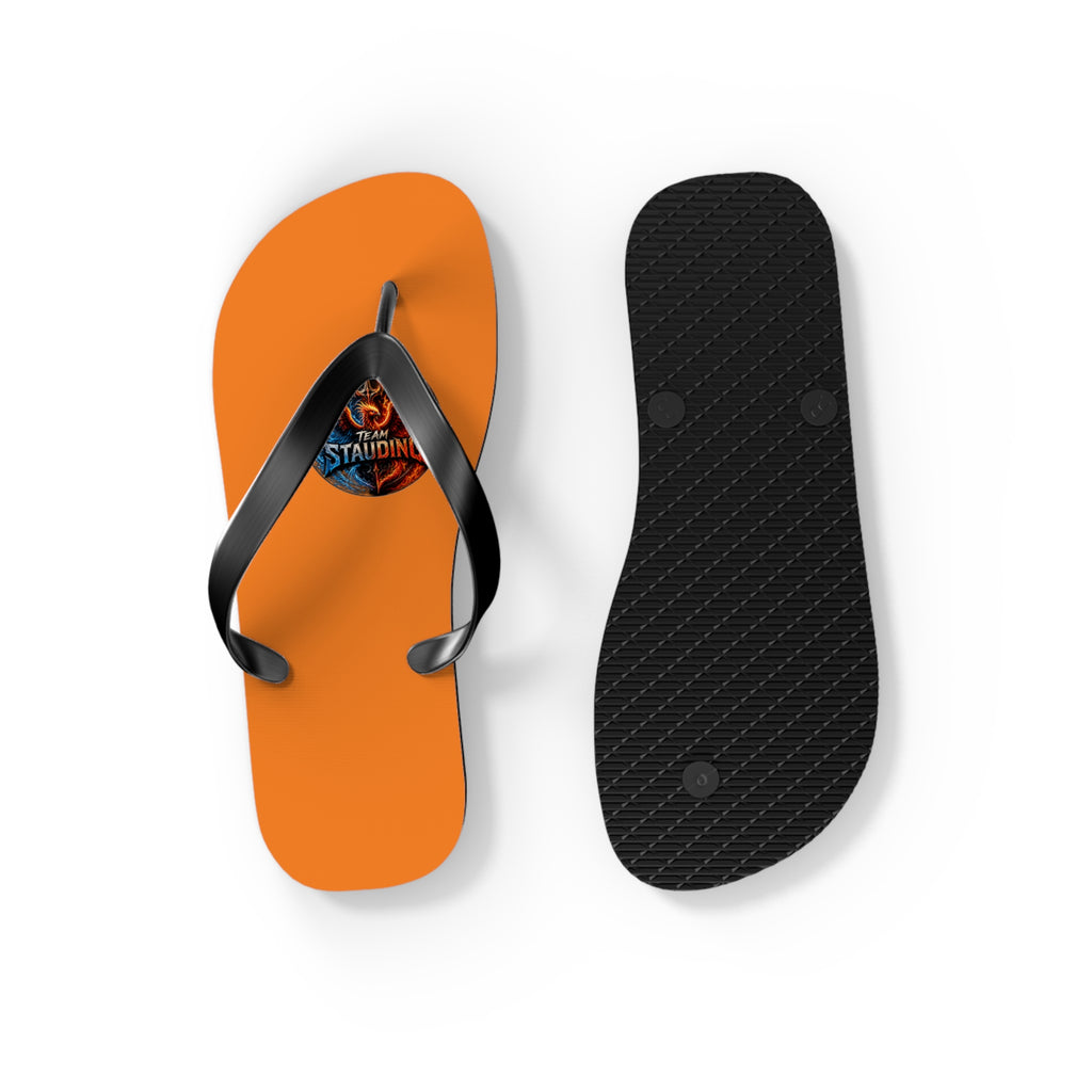 Orange Flip Flops with Small Tribal Sun Accent – Summer Beach Sandals