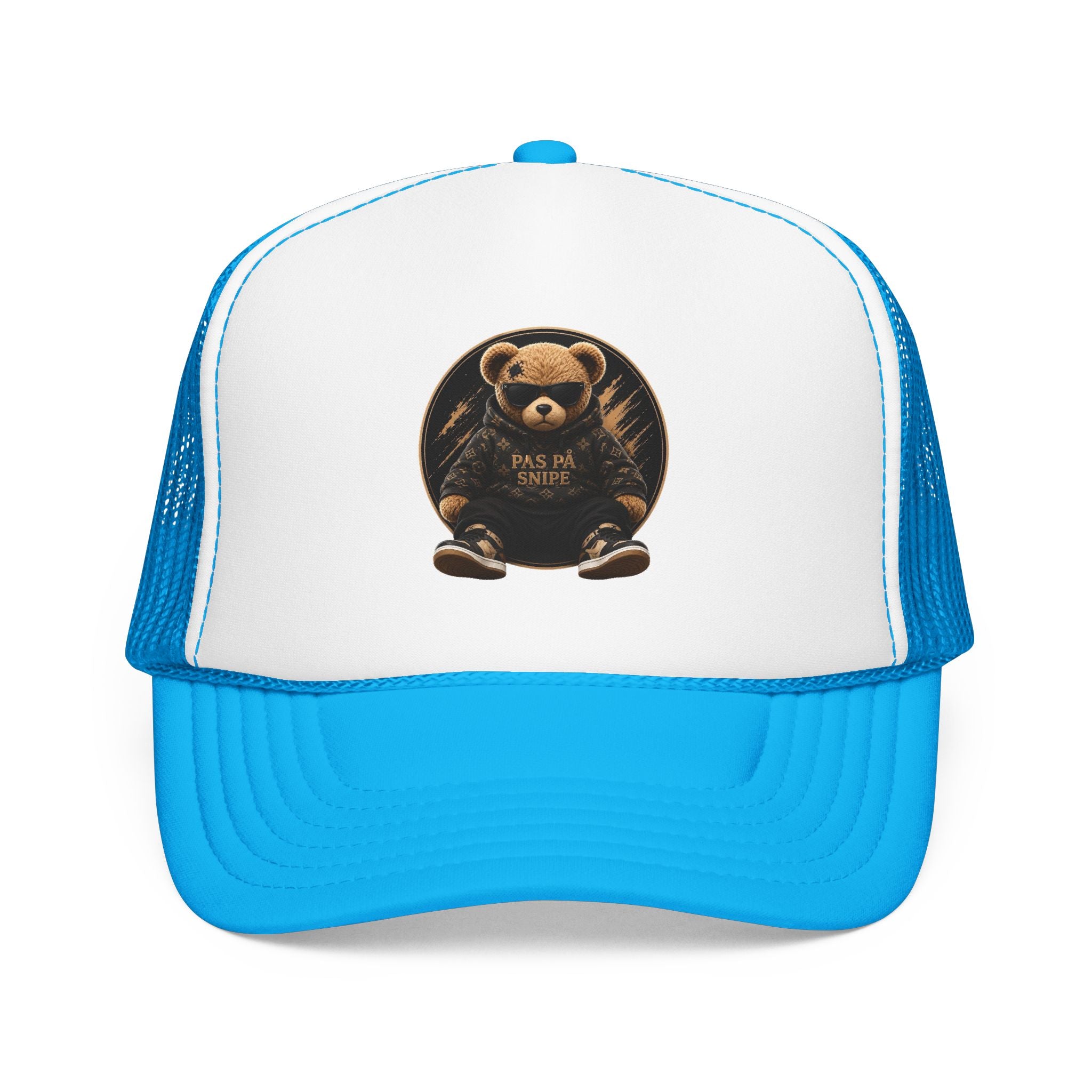 Teddy Bear Trucker Hat — Vintage "Pas de Panier" Patch Cap