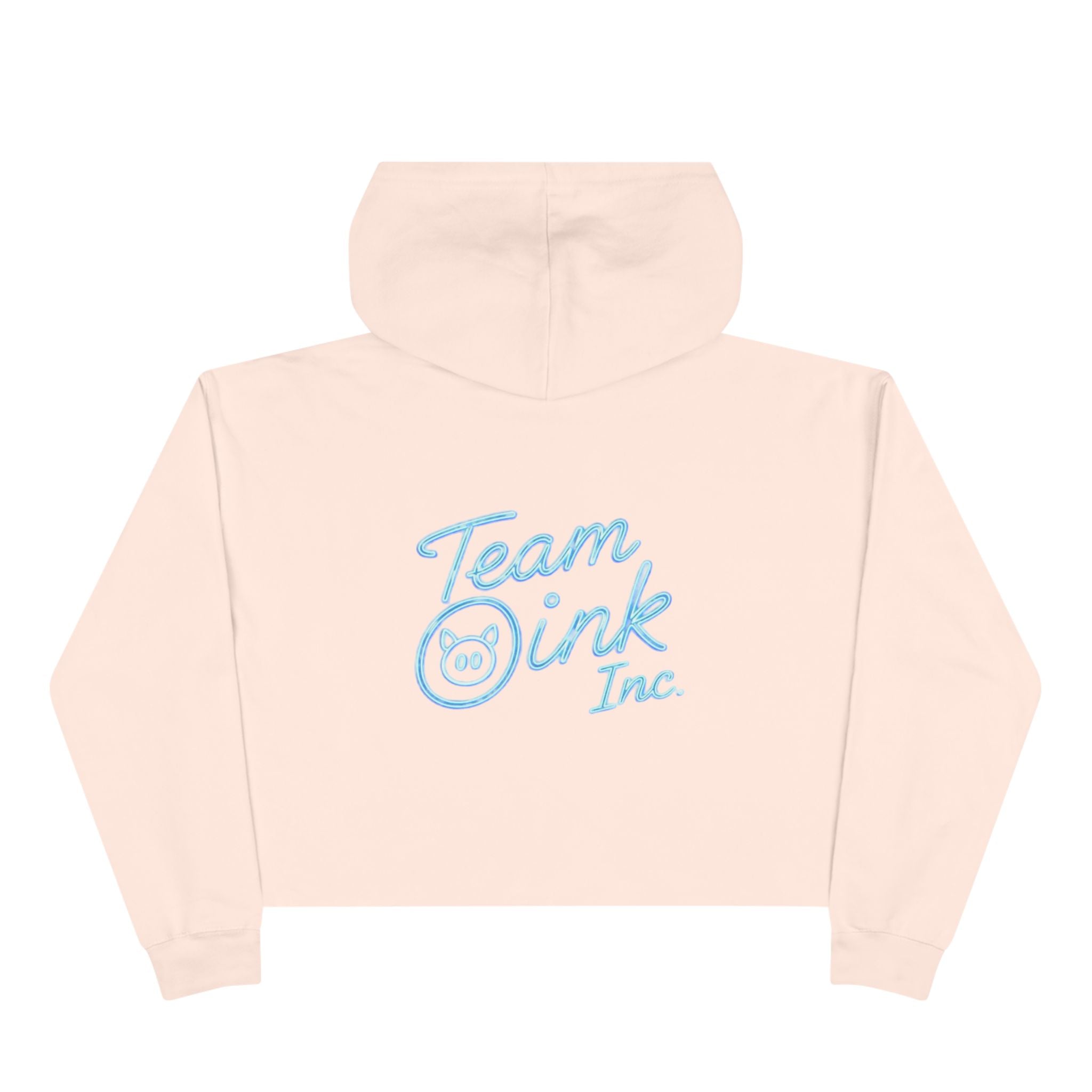 Team Oink Inc. Cropped Hoodie – Minimal Pastel Logo Crop Sweatshirt
