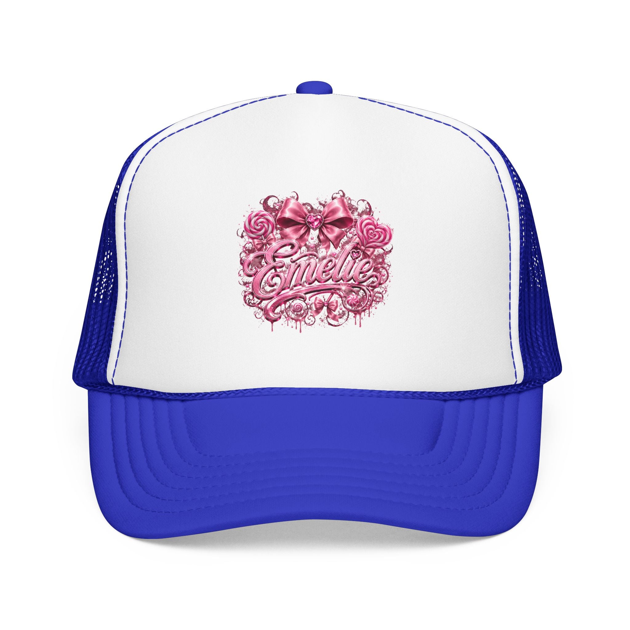 Trucker Hat — Pink Floral 'Enele' Bow Logo
