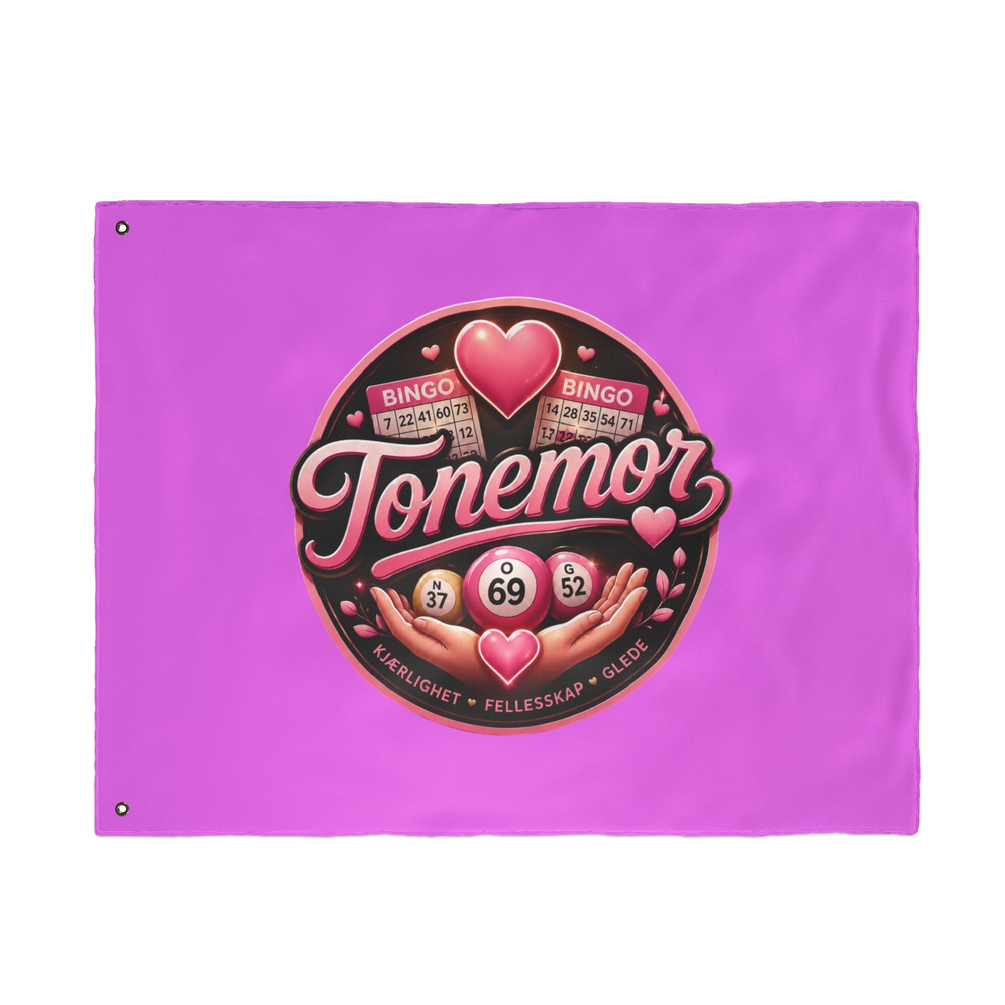 Tonemor Bingo Hearts Flag — Double-Sided Pink Decorative Flag