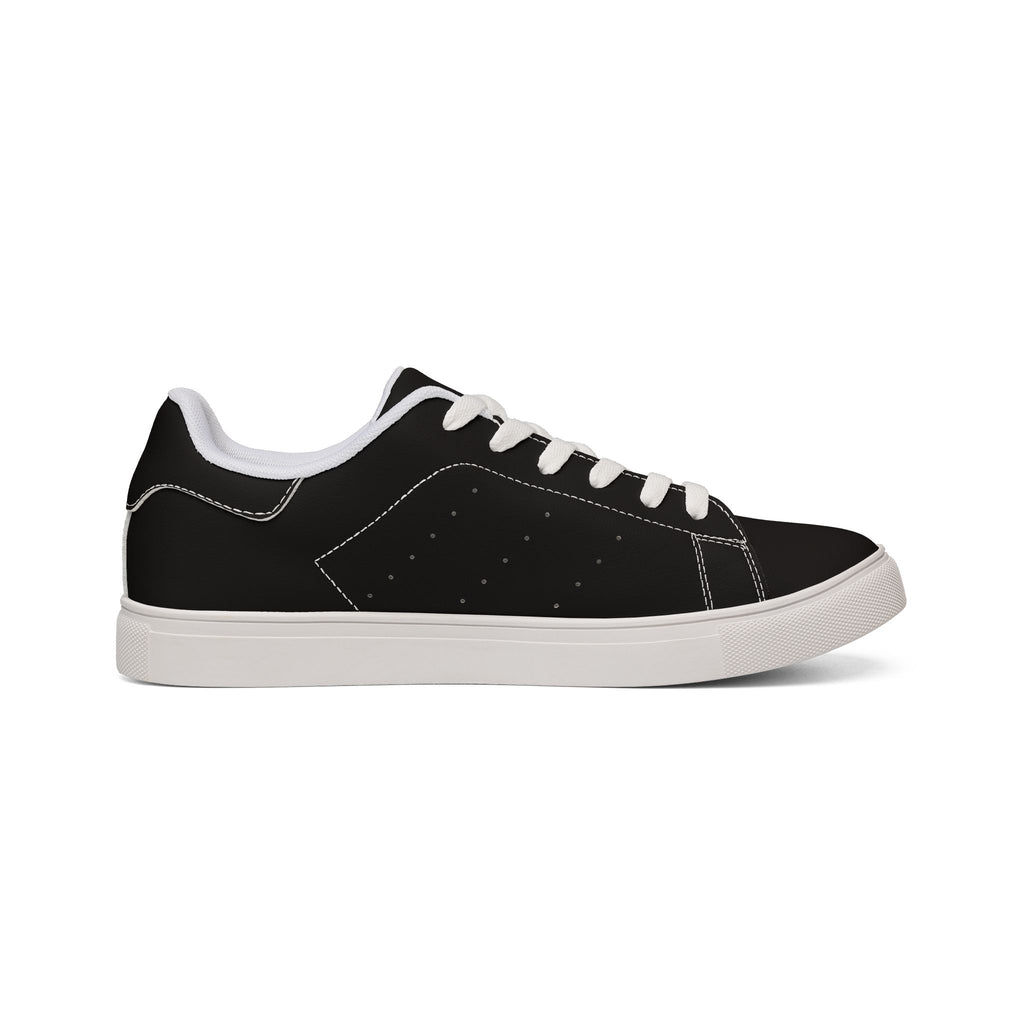 Men's Low-Top Leather Sneakers — Classic Black Casual Trainers