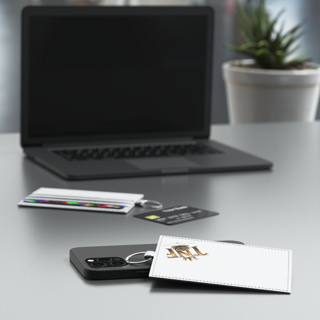 Saffiano Leather Card Holder — Gold TNF Crown Logo Slim Wallet