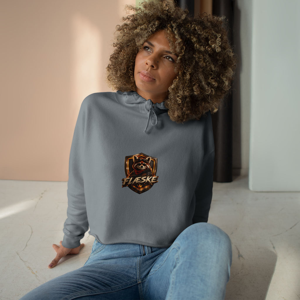 Raccoon Shield Crop Hoodie — Flaeske Gamer Logo Cropped Hoodie