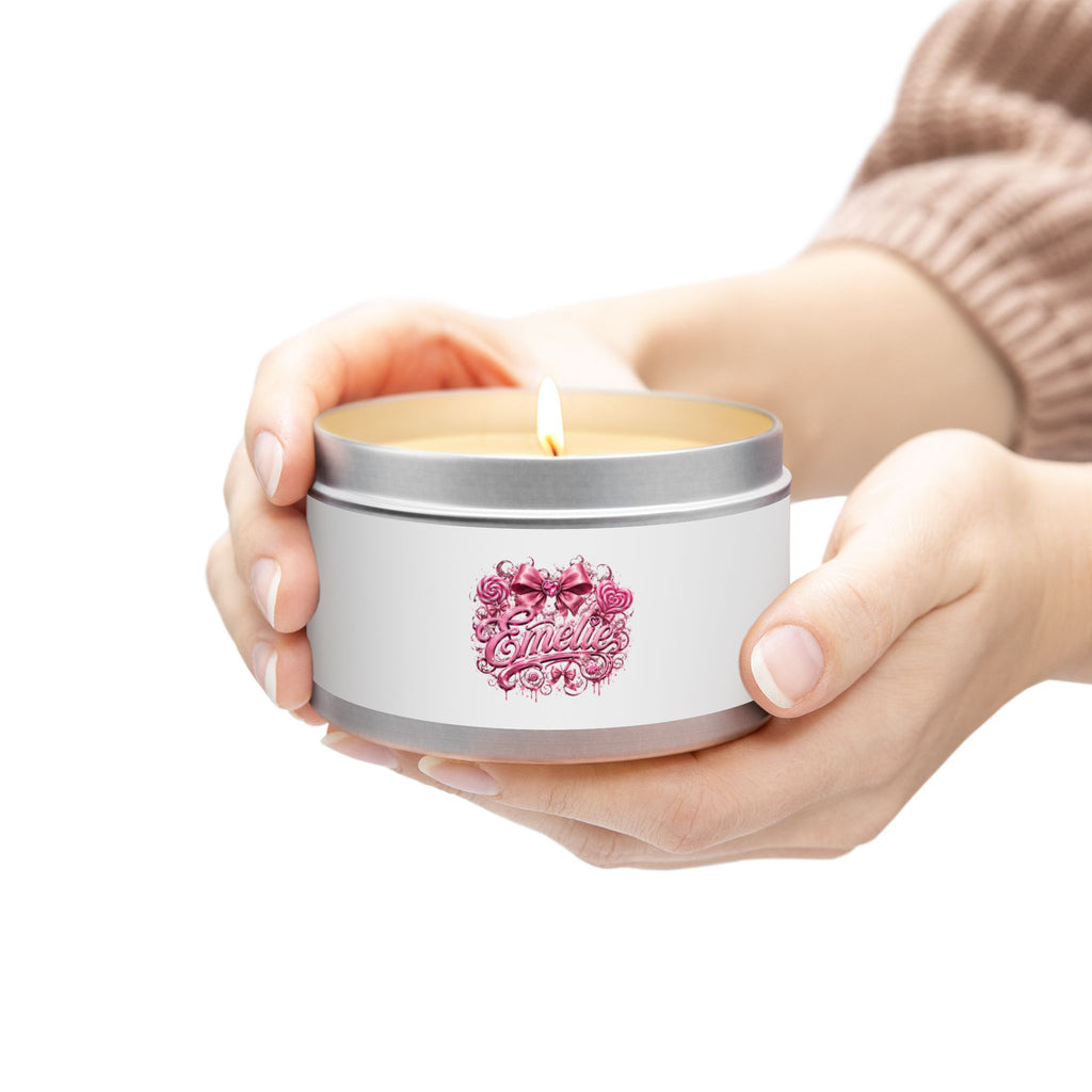 Floral Pink 'Hello' Tin Candle – Scented Decorative Travel Candle