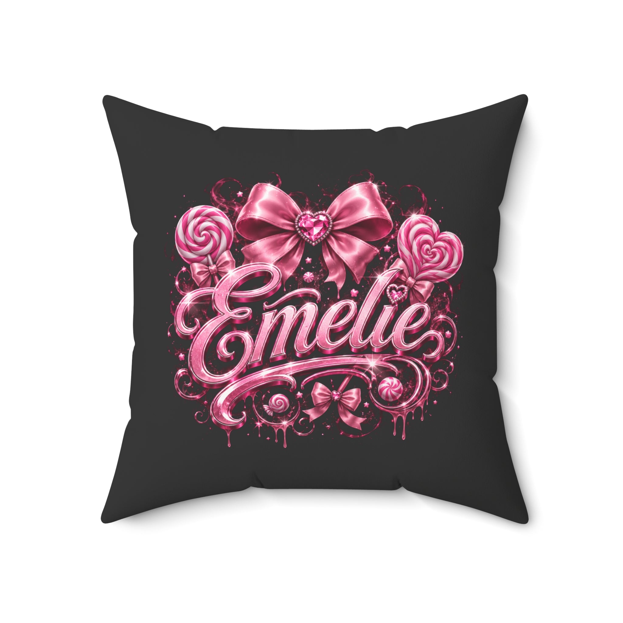 Emelie Pink Ribbon Decorative Throw Pillow