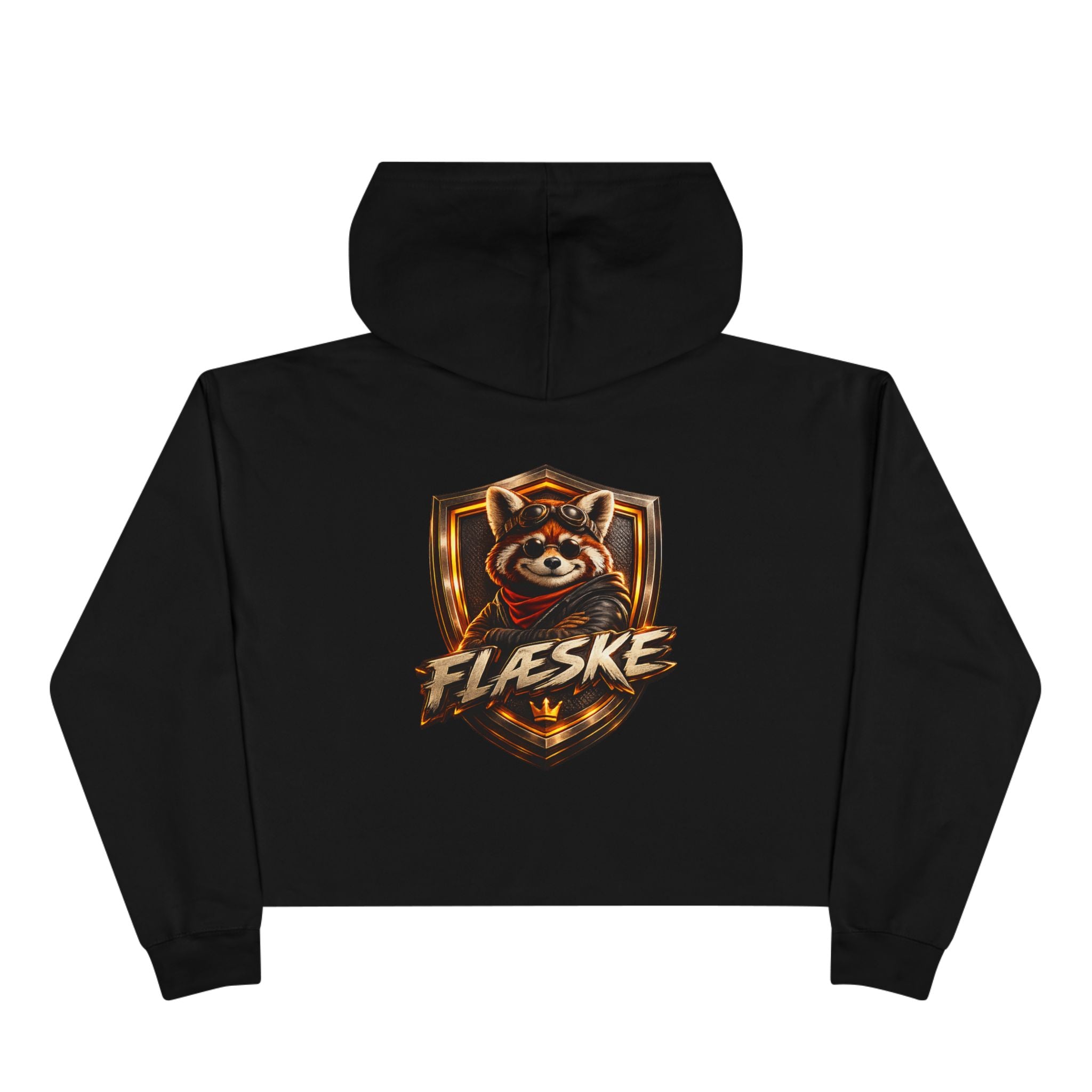 Raccoon Shield Crop Hoodie — Flaeske Gamer Logo Cropped Hoodie