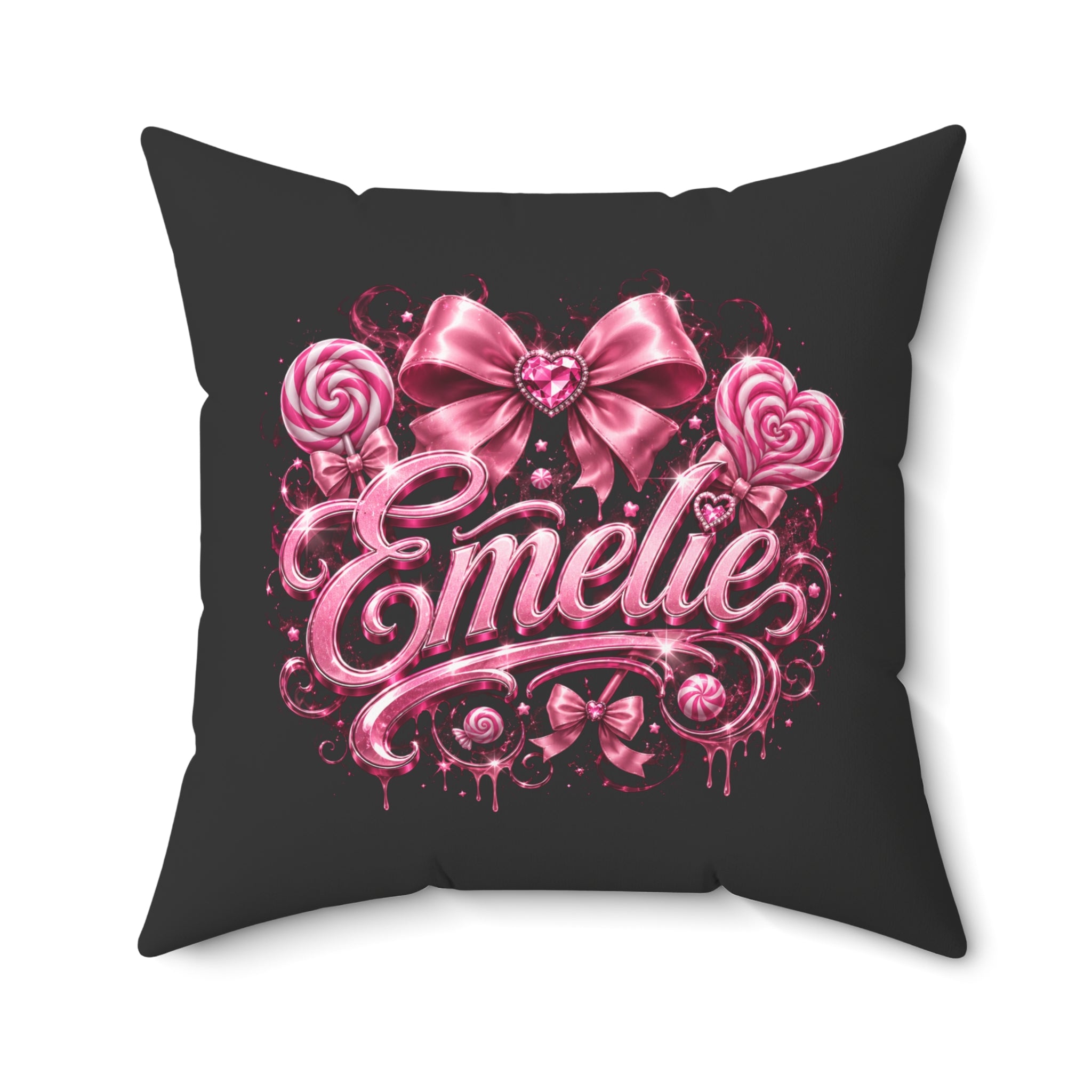 Emelie Pink Ribbon Decorative Throw Pillow